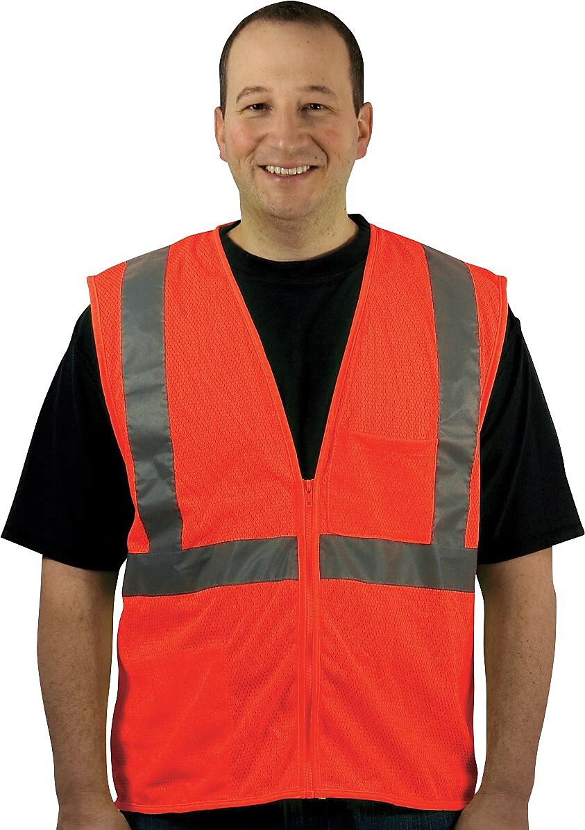 Protective Industrial Products High Visibility Sleeveless Safety Vest, ANSI Class R2, Orange, 2XL