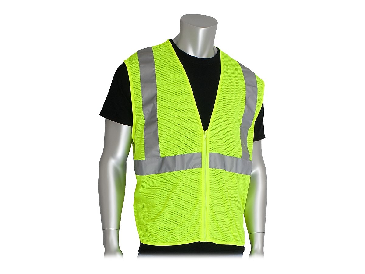 Protective Industrial Products High Visibility Sleeveless Safety Vest, ANSI Class R2, Orange, Large, 50/Pack