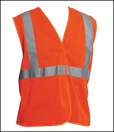 Protective Industrial Products High Visibility Sleeveless Safety Vest, ANSI Class R2, Orange, Medium