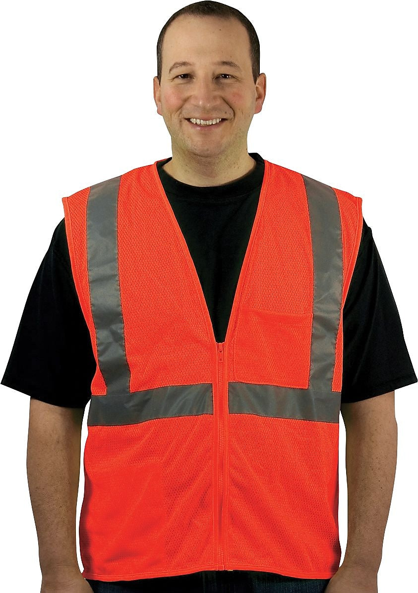 Protective Industrial Products High Visibility Sleeveless Safety Vest, ANSI Class R2, Orange, XLarge, 50/Pack