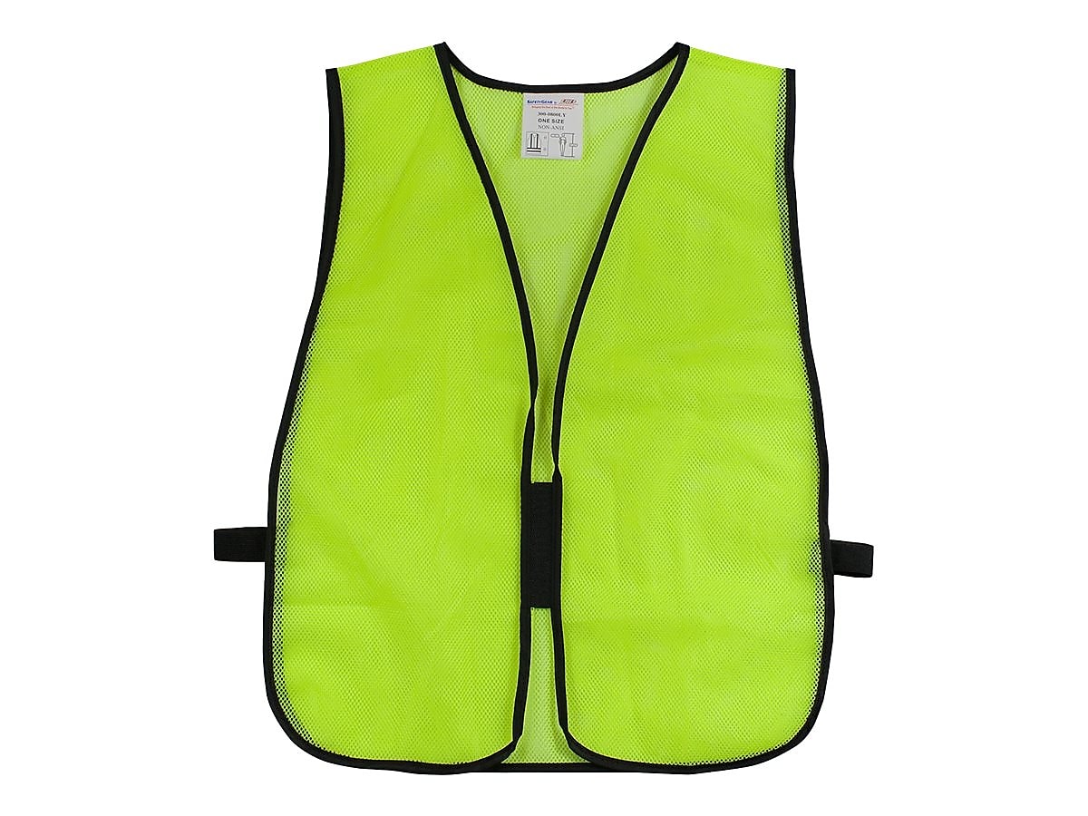 Protective Industrial Products High Visibility Sleeveless Safety Vest, Lime Yellow, One Size, 50/Pack