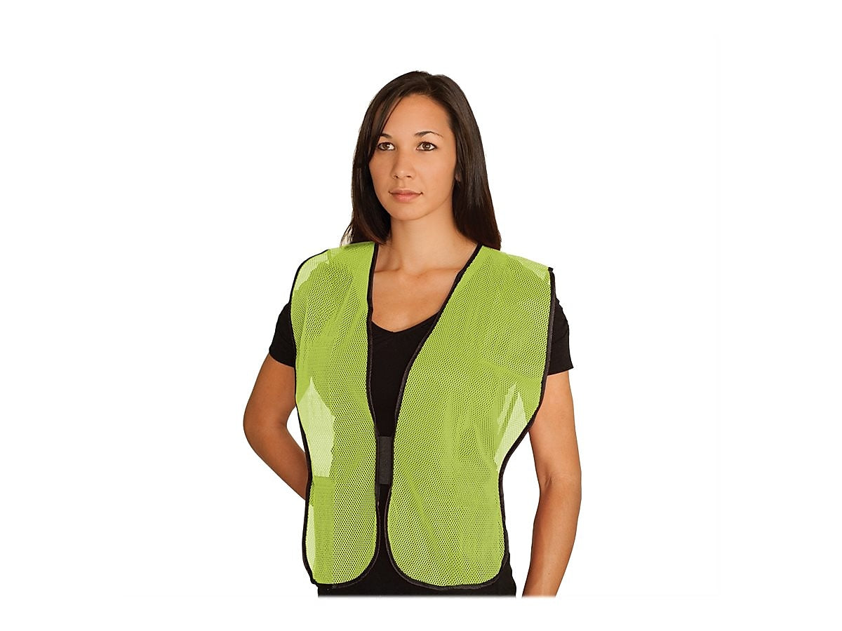 Protective Industrial Products High Visibility Sleeveless Safety Vest, Lime Yellow, One Size, 50/Pack