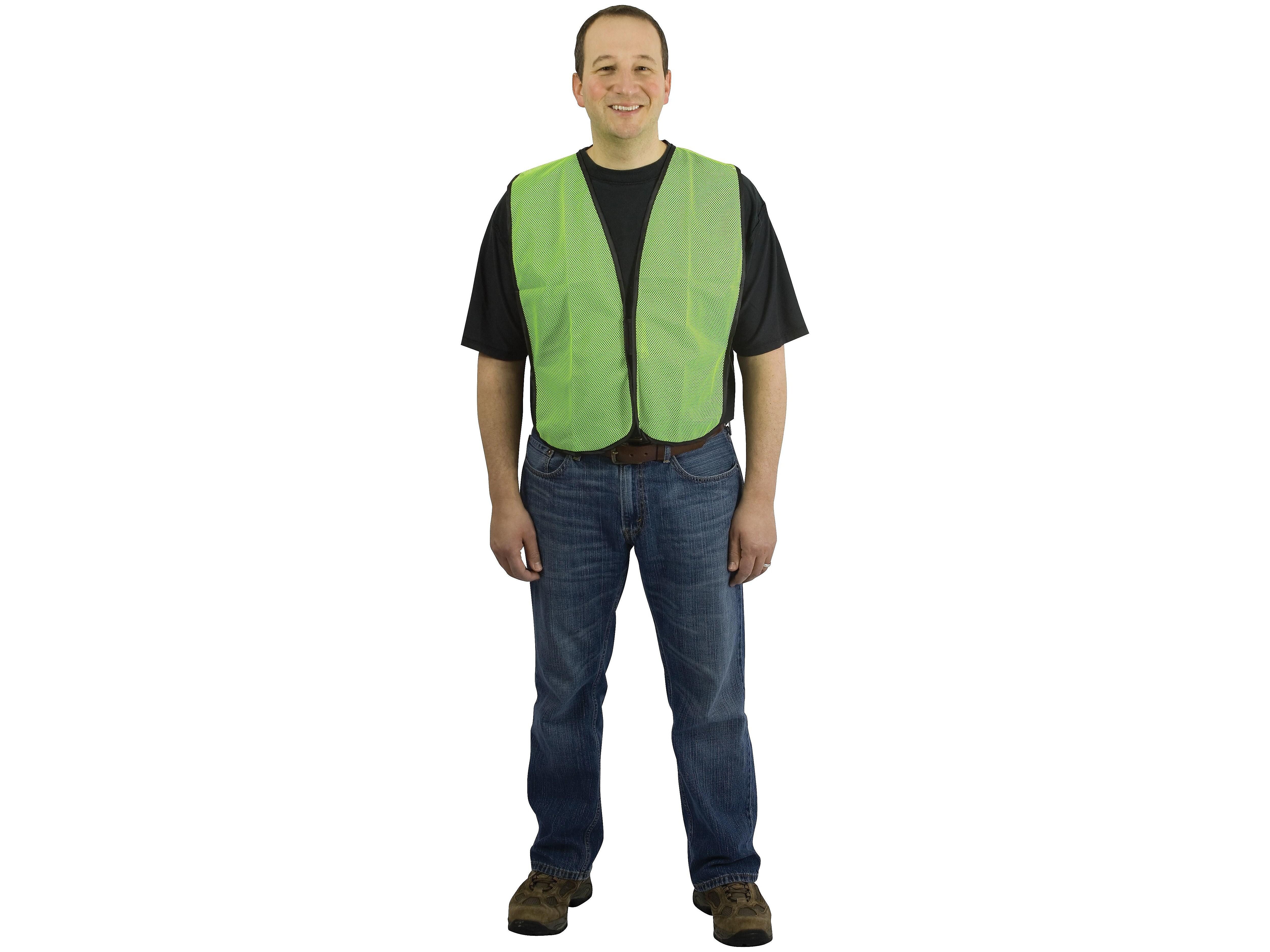 Protective Industrial Products Hook & Loop Safety Vest, Non-ANSI, One Size, Hi-Vis Lime Yellow