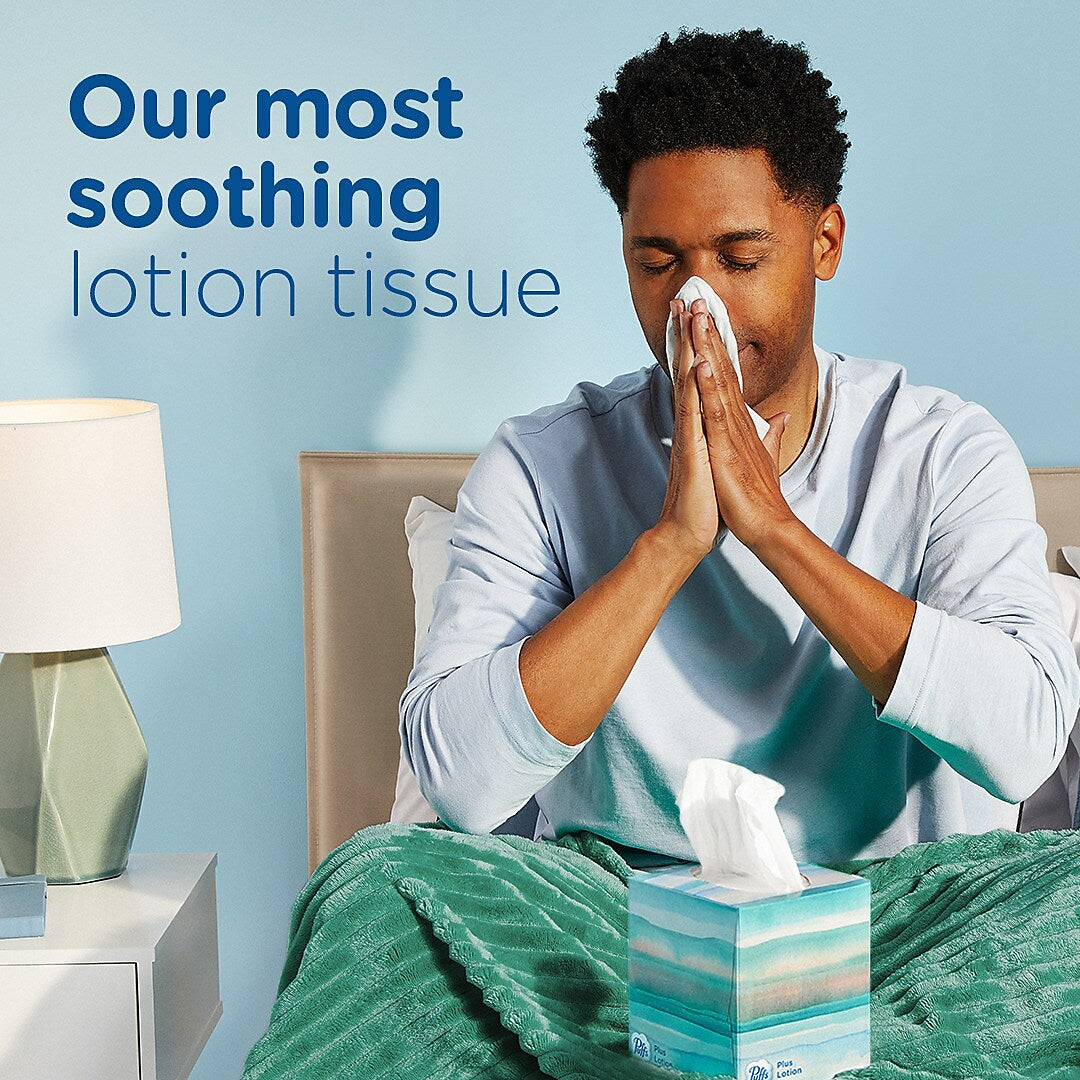 Puffs Plus Lotion Facial Tissue, 2-ply, 56 Tissues/Box, 4 Boxes/Pack