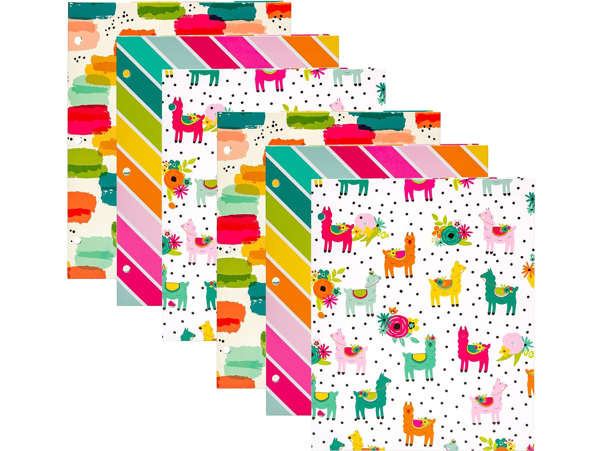 Pukka Pad Carpe Diem Rainbow Color Wash 3-Hole Punched 2-Pocket Portfolio Folders, Assorted Colors, 6/Pack