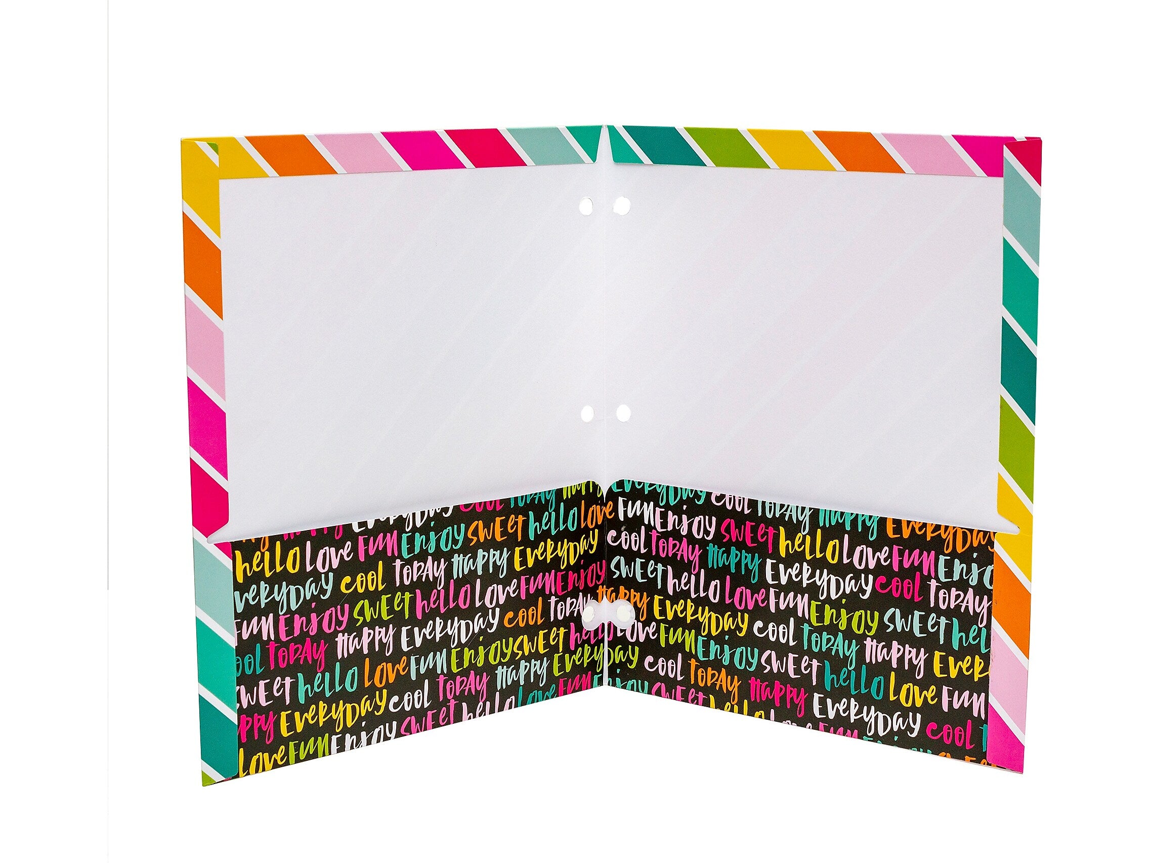 Pukka Pad Carpe Diem Rainbow Color Wash 3-Hole Punched 2-Pocket Portfolio Folders, Assorted Colors, 6/Pack