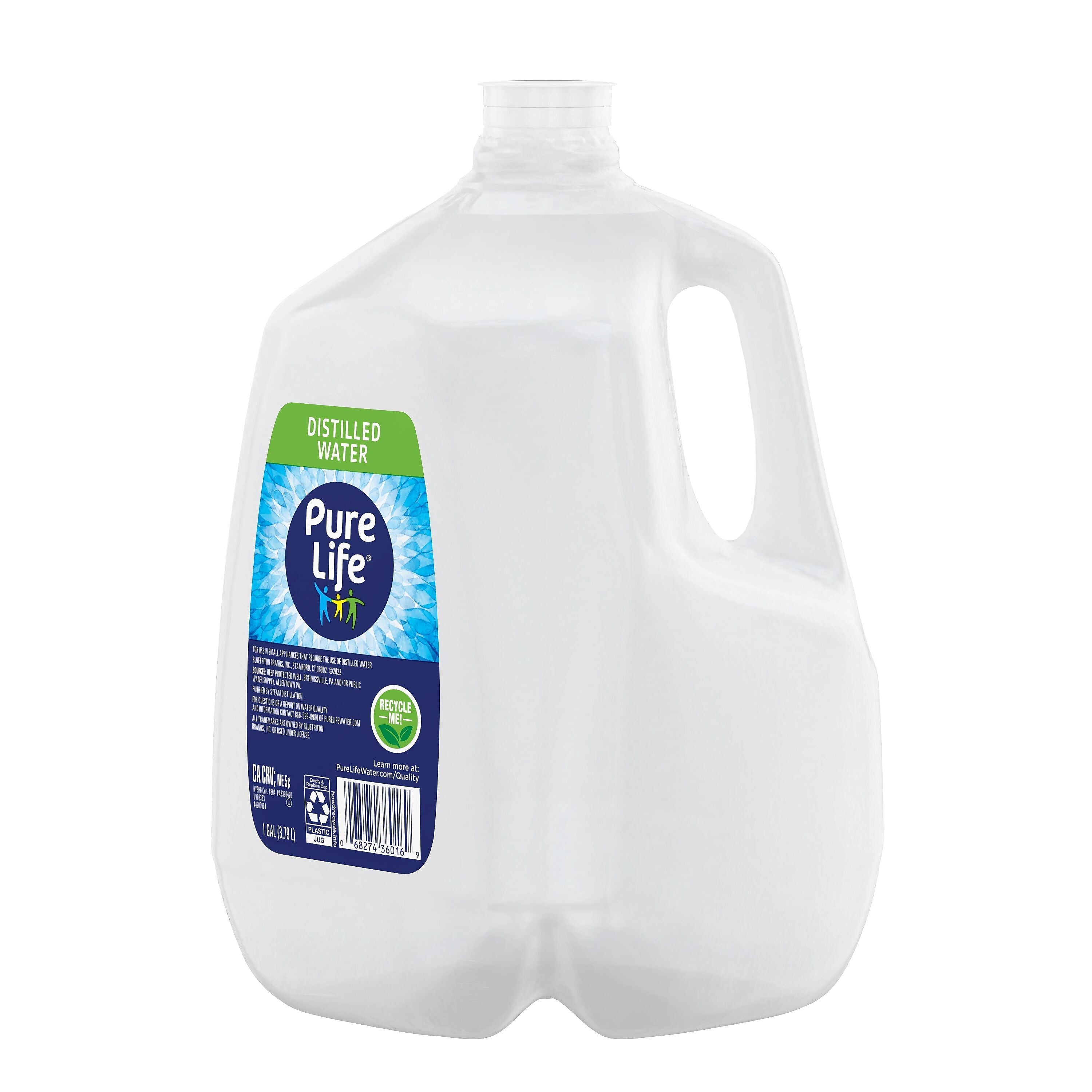 Pure Life Distilled Water, 1 Gallon. Bottle, 6/Pack
