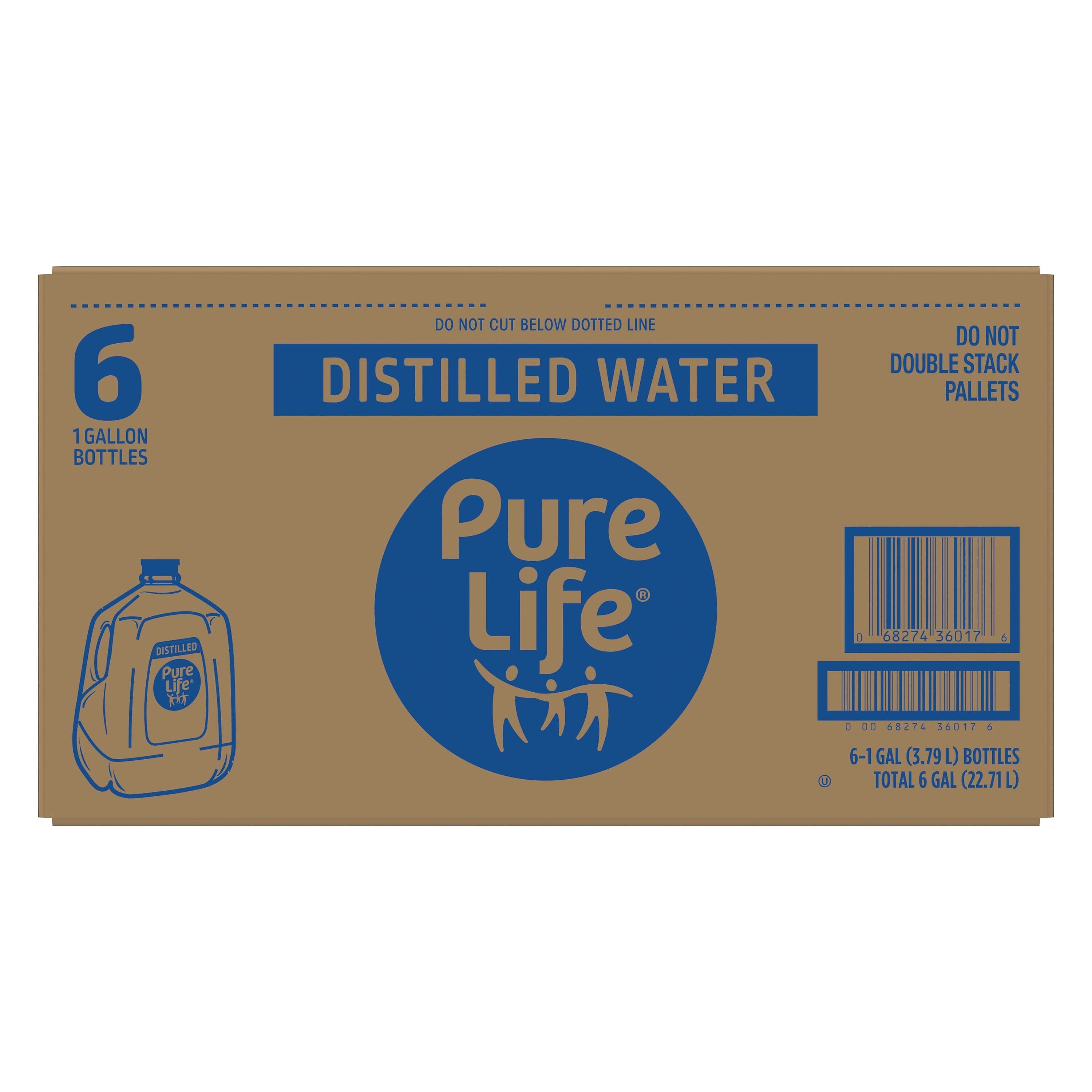 Pure Life Distilled Water, 1 Gallon. Bottle, 6/Pack