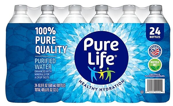 Pure Life Purified Water, 16.9 Fl oz. Plastic Bottled Water, 24/Carton