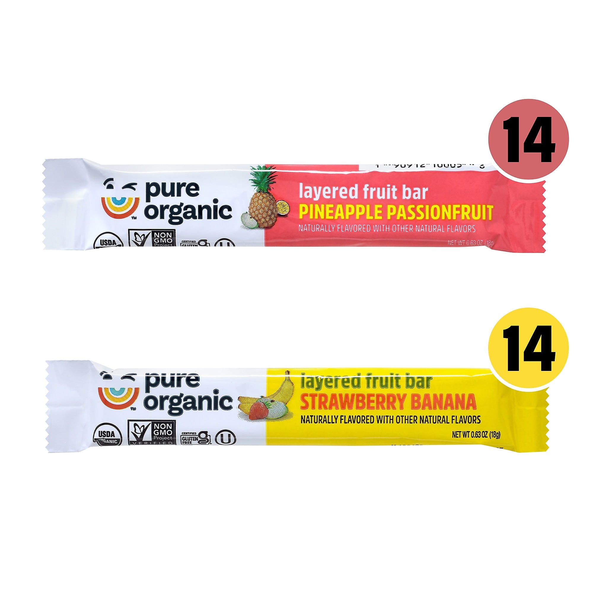 Pure Organic Layered Fruit Bars Variety Pack, 0.63 oz, 28/Pack
