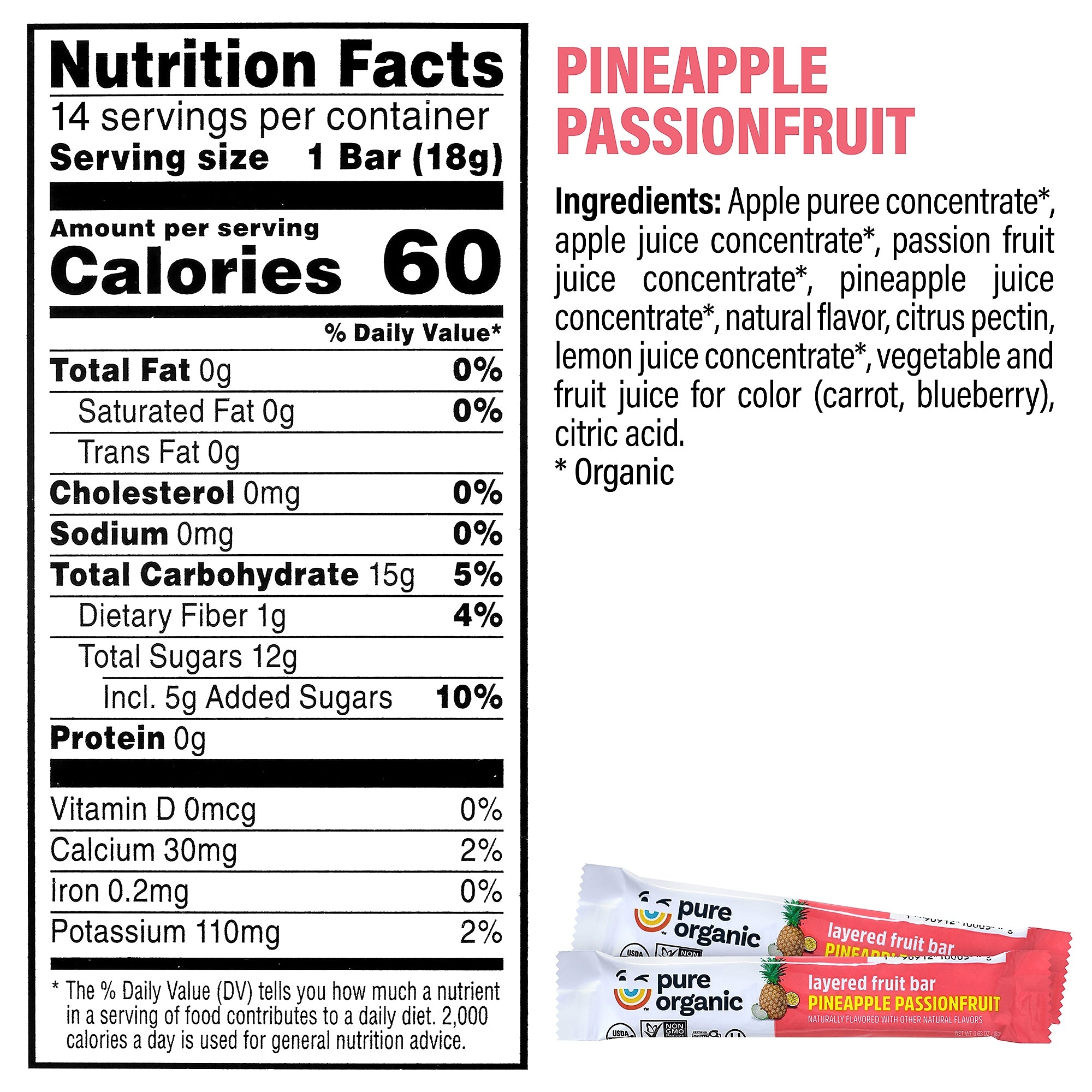 Pure Organic Layered Fruit Bars Variety Pack, 0.63 oz, 28/Pack