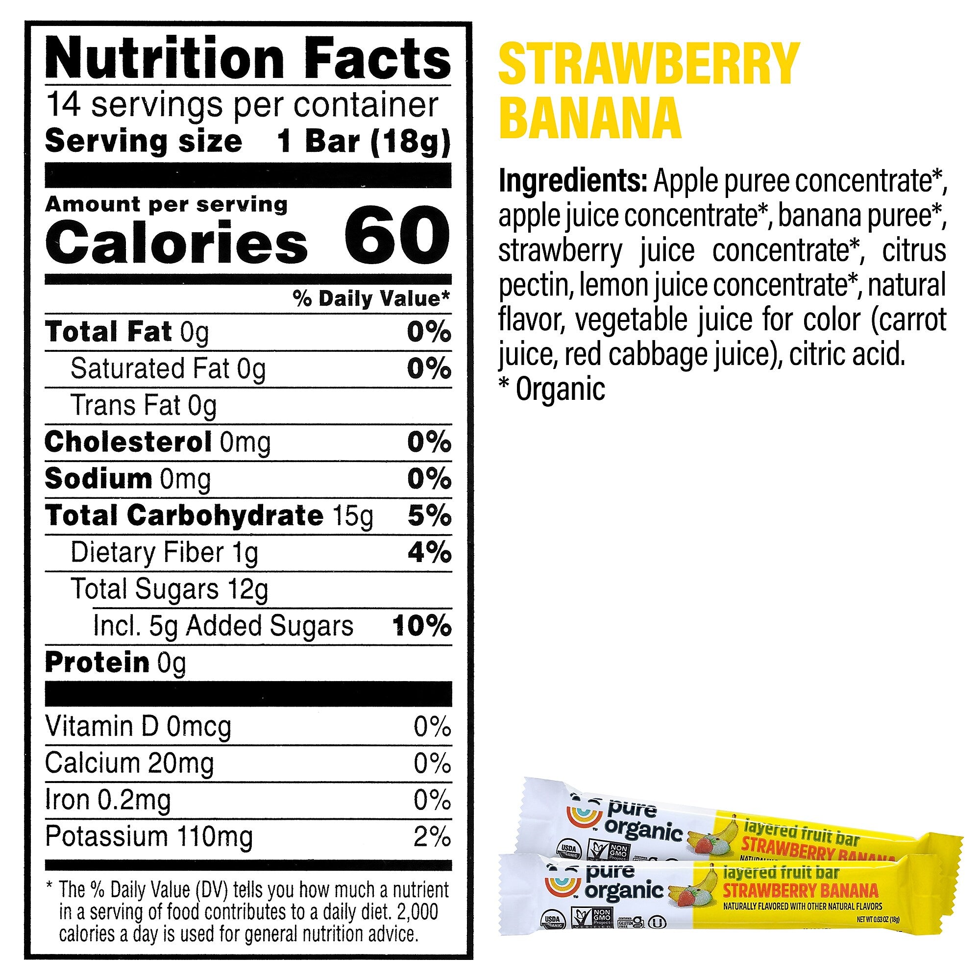 Pure Organic Layered Fruit Bars Variety Pack, 0.63 oz, 28/Pack