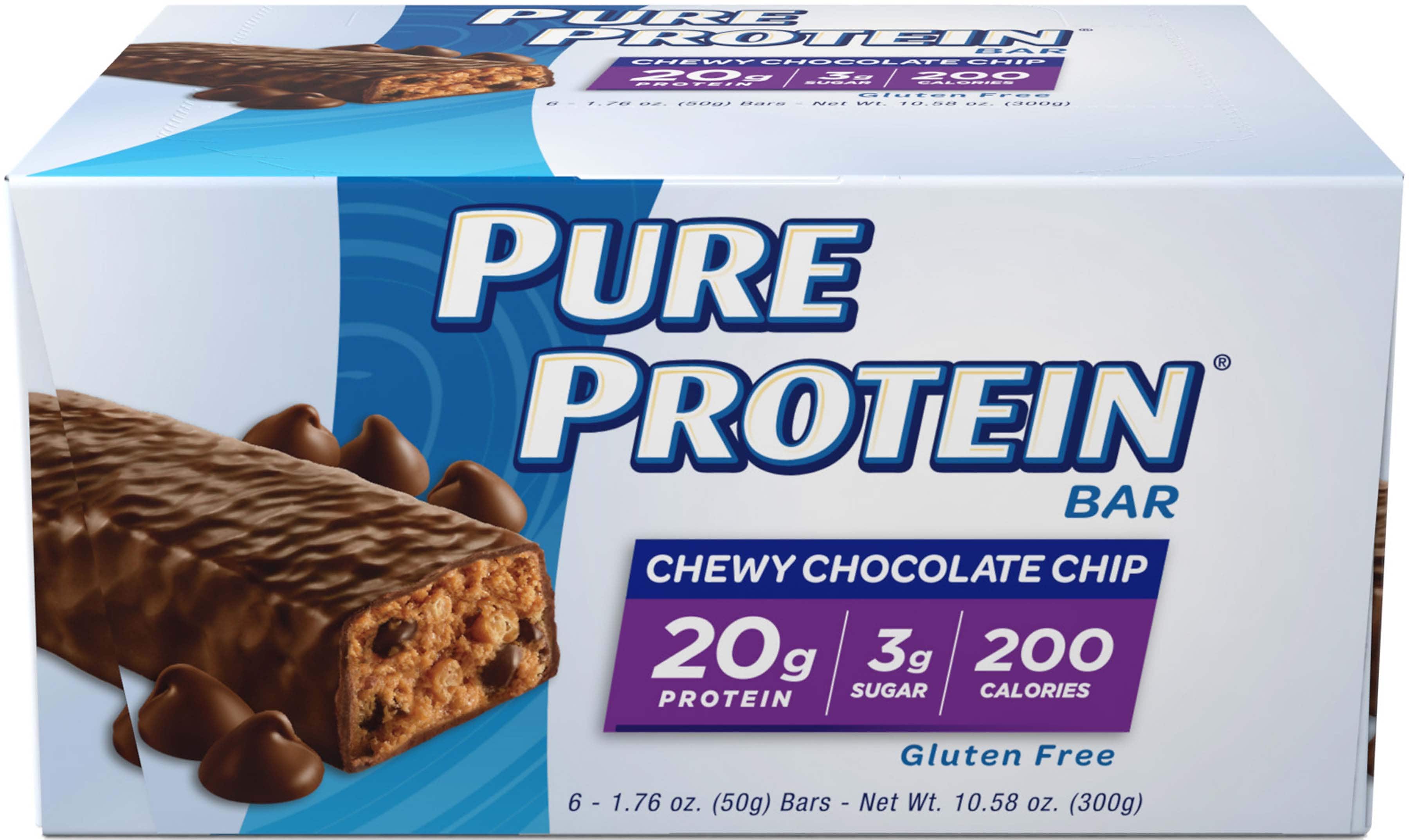Pure Protein Protein Bar Gluten Free Chocolate Chip Protein Bar, 6 Bars/Box