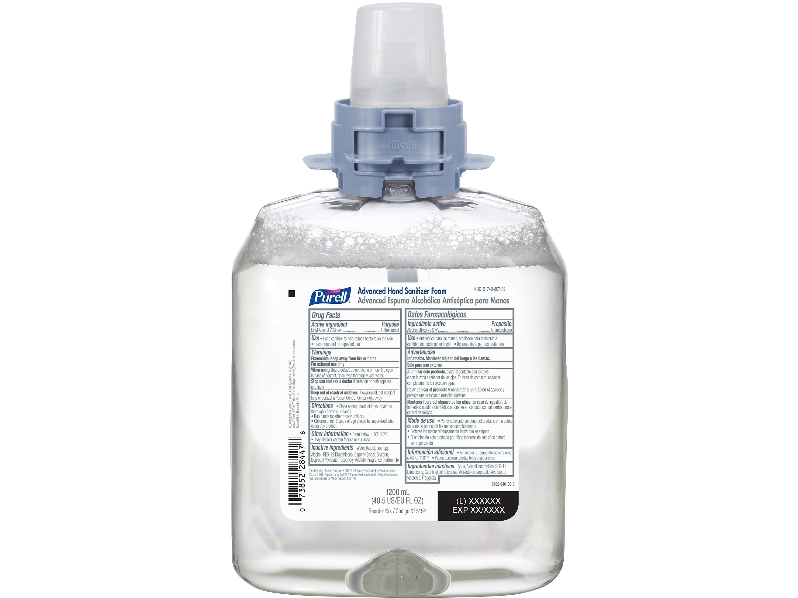 PURELL Advanced 70% Alcohol Foaming Hand Sanitizer Refill for CS4 Dispenser, 1200 mL, 4/Carton