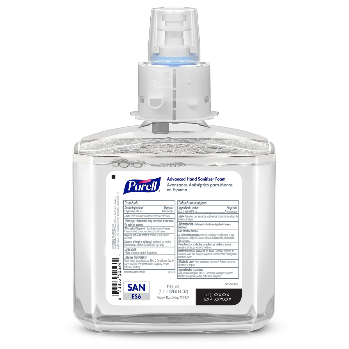 PURELL Advanced 70% Alcohol Foaming Hand Sanitizer Refill for ES6 Dispenser, 1200 mL, 2/Carton