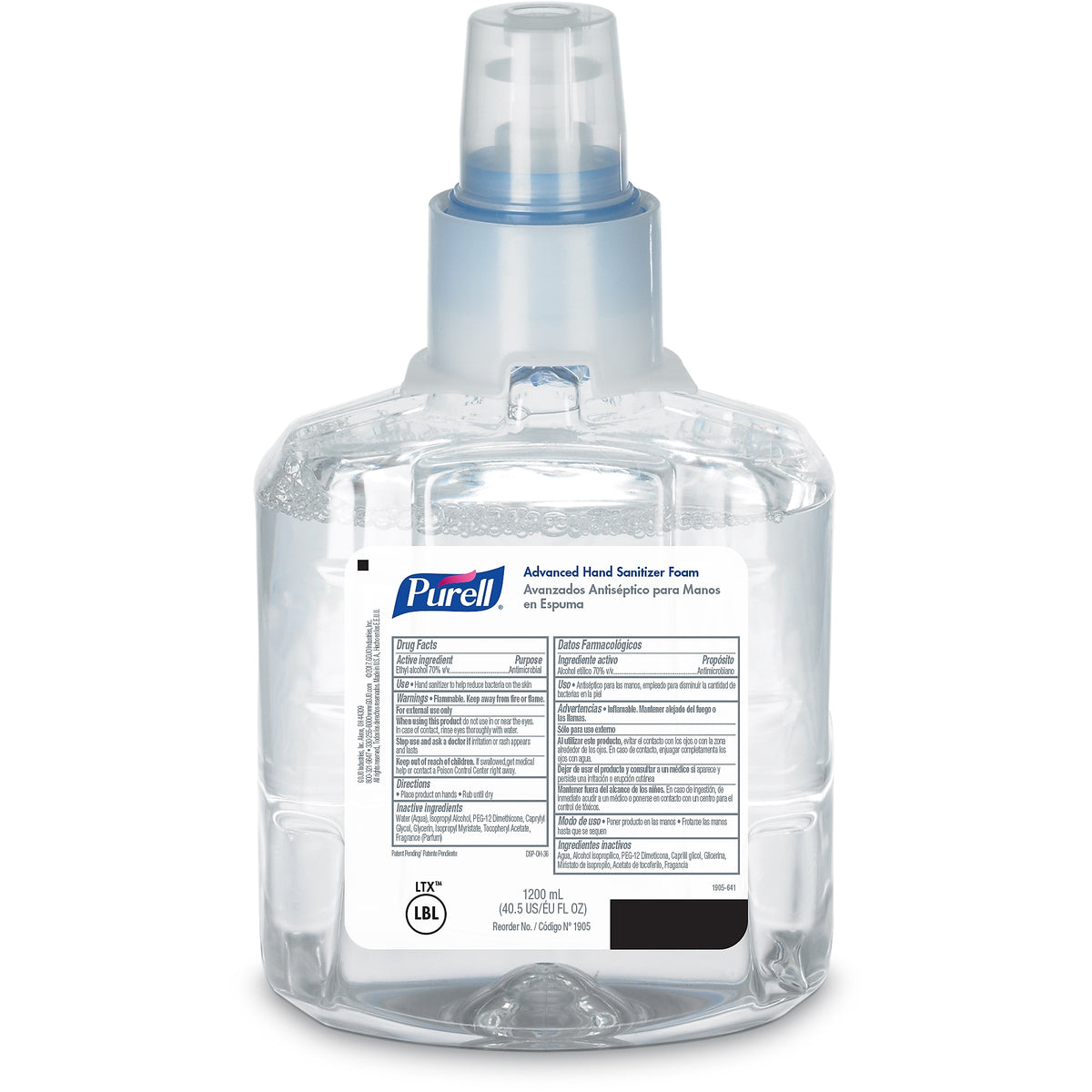 PURELL Advanced 70% Alcohol Foaming Hand Sanitizer Refill for LTX-12 Dispenser, 1200 mL., 2/Carton