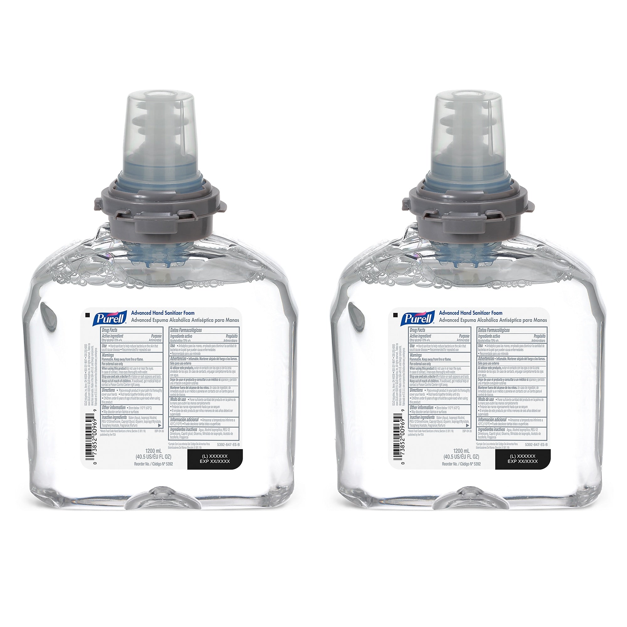 PURELL Advanced 70% Alcohol Foaming Hand Sanitizer Refill for TFX Dispenser, 1200 mL., 2/Carton