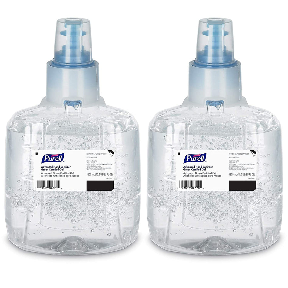 PURELL Advanced 70% Alcohol Gel Hand Sanitizer Refill for LTX-12 Dispenser, 1200 mL., 2/Carton