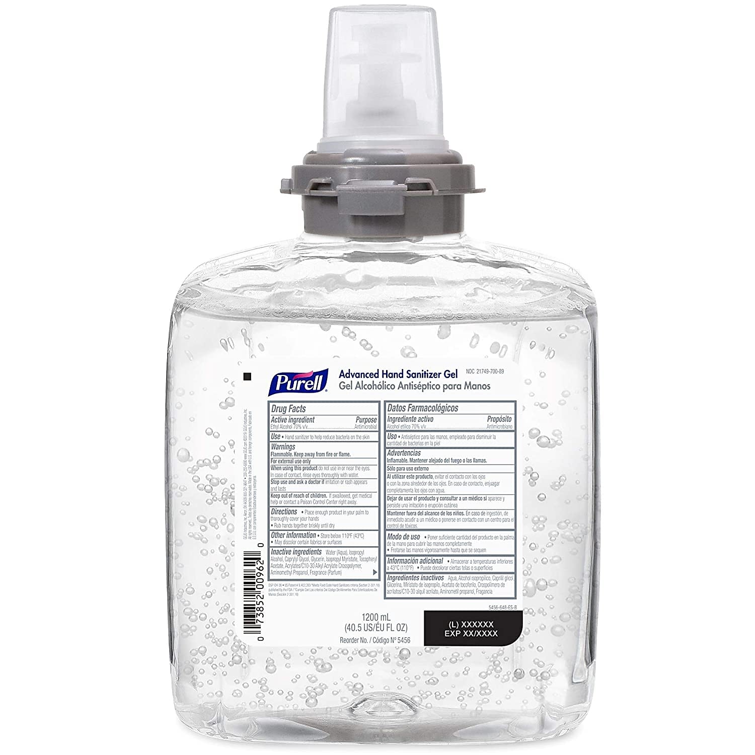 PURELL Advanced 70% Alcohol Gel Hand Sanitizer Refill for TFX Dispenser, 1200 mL., 4/Carton