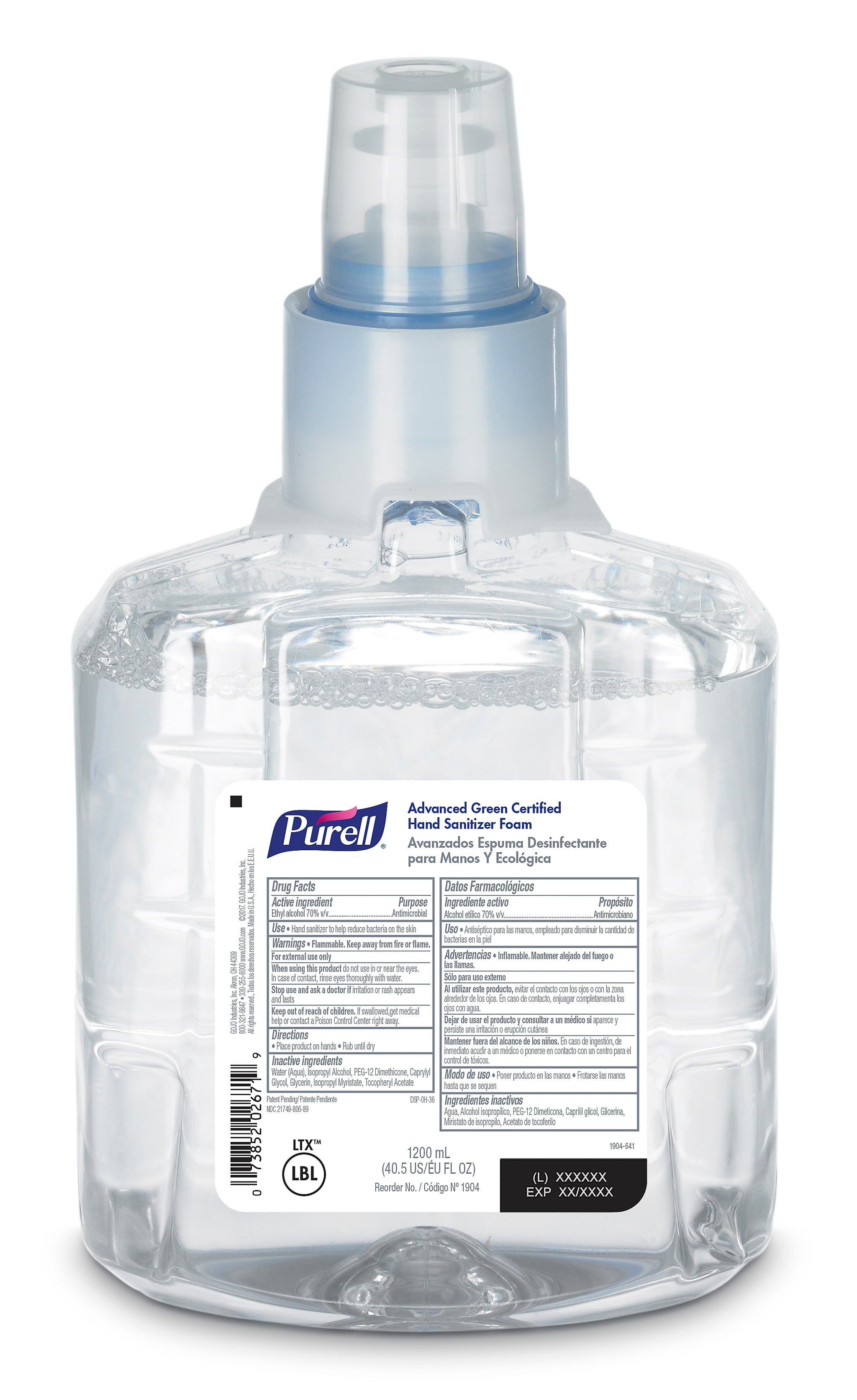 PURELL Advanced Foaming Hand Sanitizer Refill for LTX-12 Dispenser, 1200 mL, 2/Pack