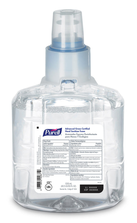 PURELL Advanced Foaming Hand Sanitizer Refill for LTX-12 Dispenser, 1200 mL, 2/Pack