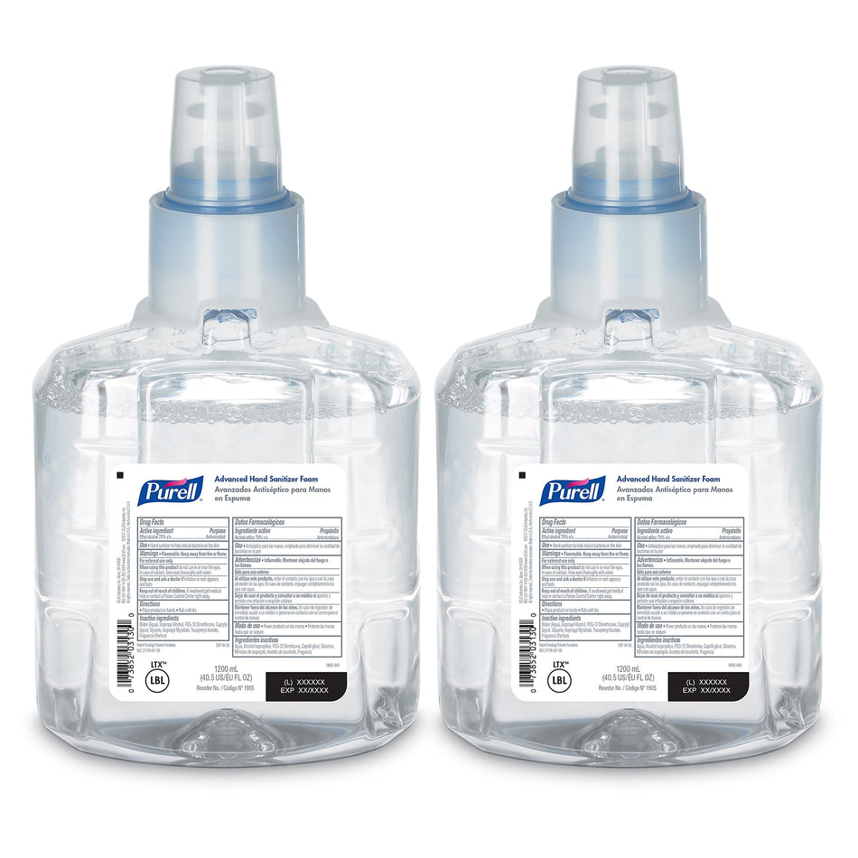 PURELL Advanced Foaming Hand Sanitizer Refill for LTX-12 Touch-Free Dispenser, 1200 mL., 2/CT