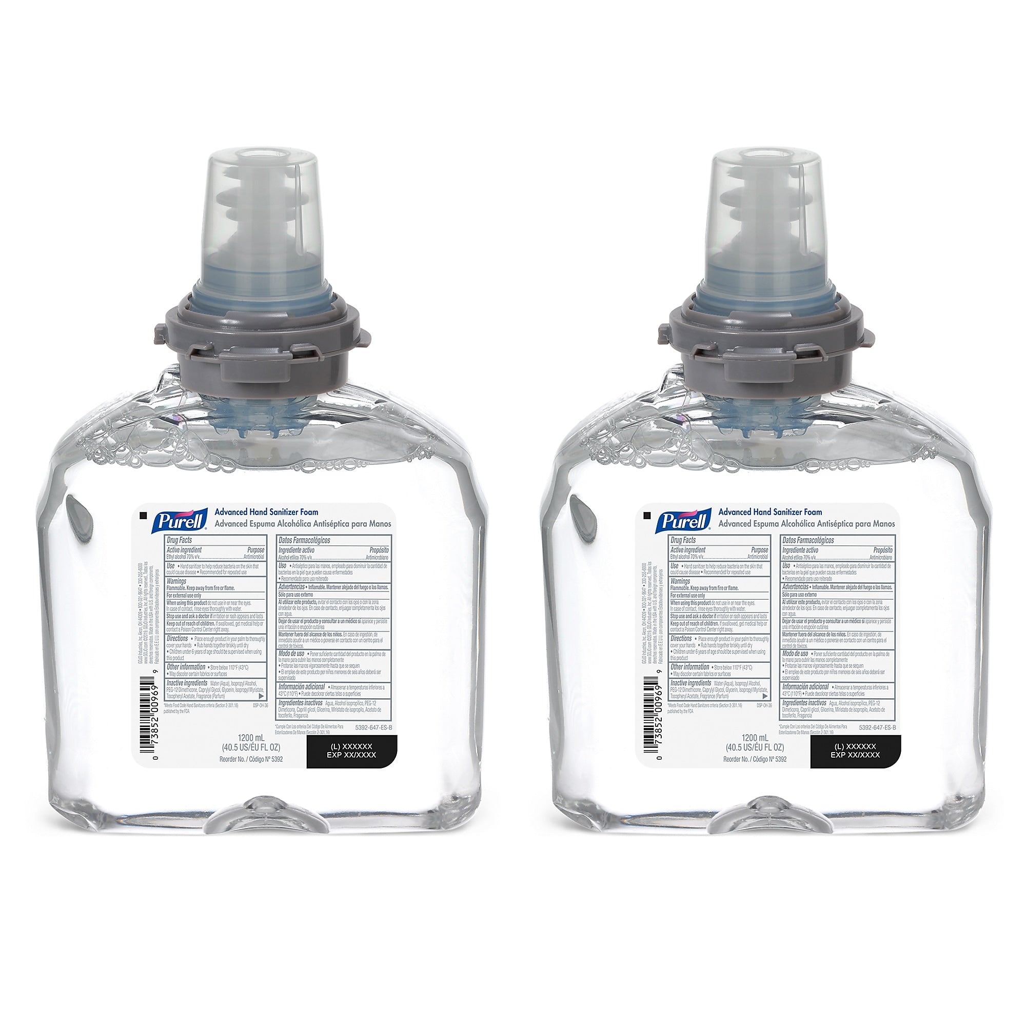 PURELL Advanced Foaming Hand Sanitizer Refill for TFX Touch-Free Dispenser, 1200 mL., 2/Carton