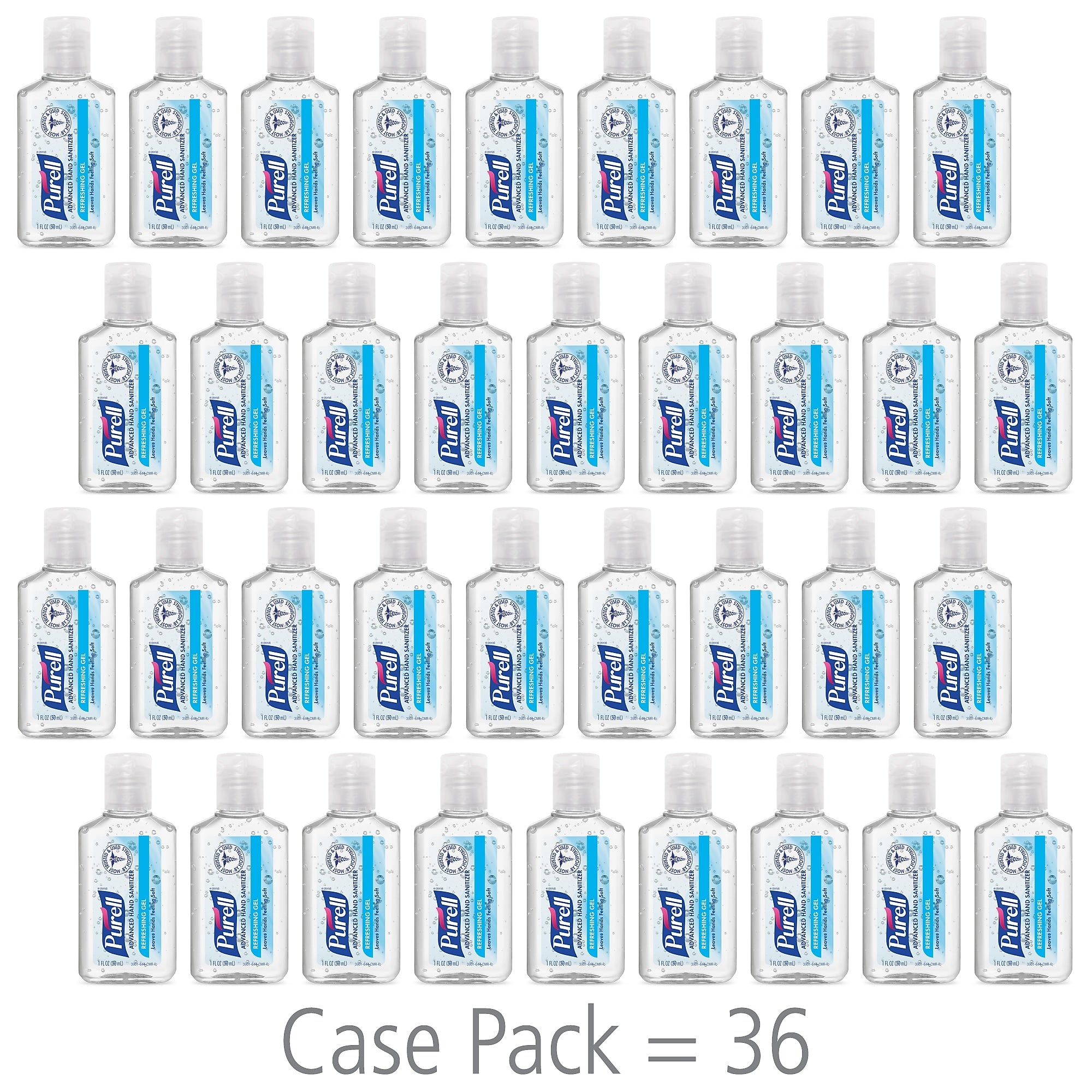 PURELL Advanced Gel Hand Sanitizer, Clean Scent, 1 oz., 36/Carton