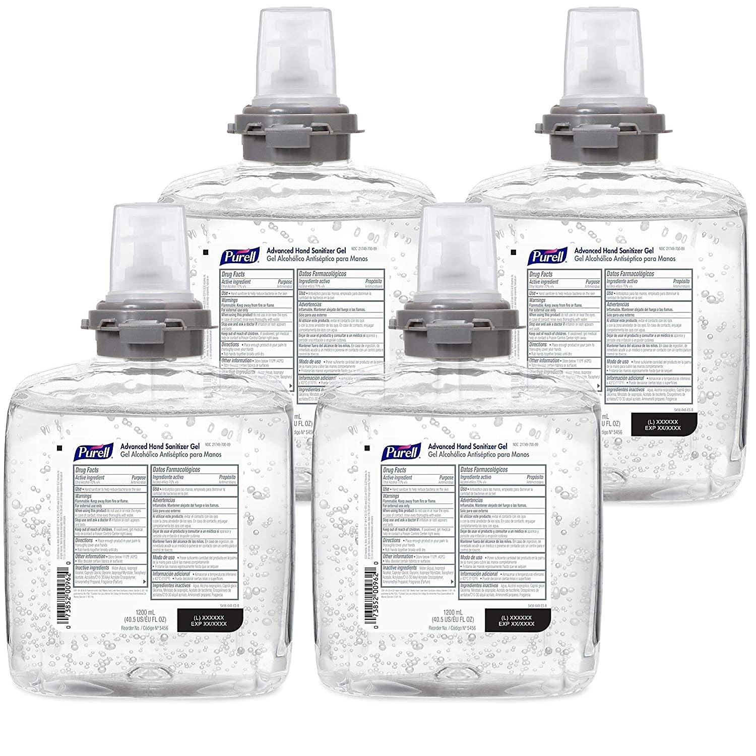 PURELL Advanced Gel Hand Sanitizer Refill for TFX Touch-Free Dispenser, 1200 mL., 4/Carton