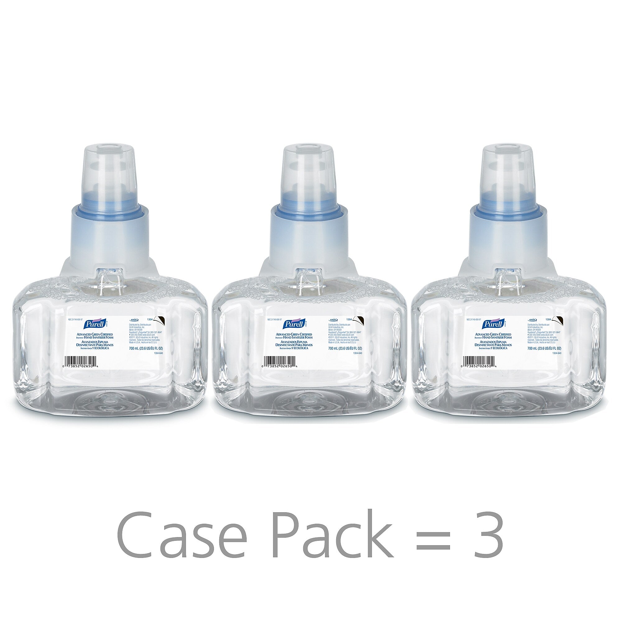 PURELL Advanced Green Certified Foaming Instant Hand Sanitizer Refill for LTX-7 Dispenser, 700 mL., 3/Carton