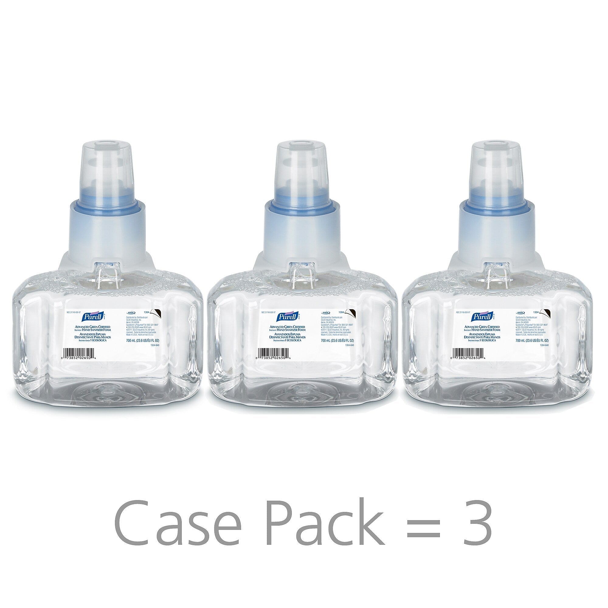 PURELL Advanced Green Certified Foaming Instant Hand Sanitizer Refill for LTX-7 Dispenser, 700 mL., 3/Carton
