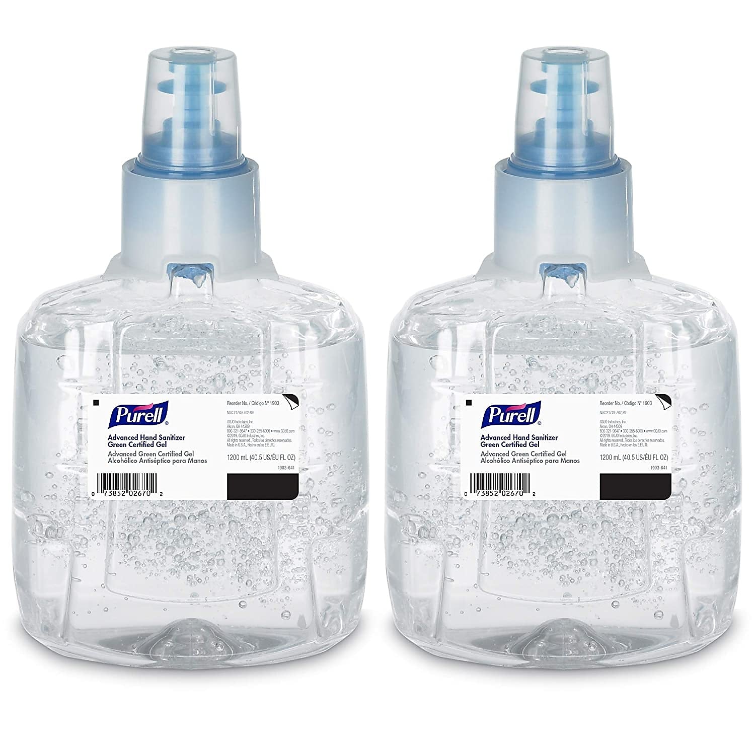 PURELL Advanced Green Certified Gel Hand Sanitizer Refill for LTX-12 Touch-Free Dispenser, 1200 mL., 2/CT