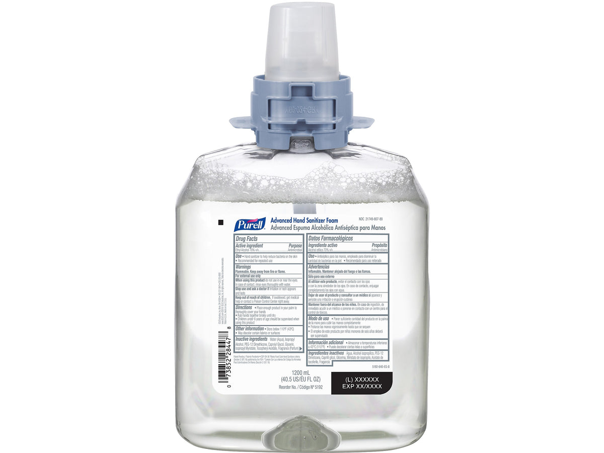 PURELL Advanced Hand Sanitizer Foam Refill for PURELL CS4 Push-Style Dispenser, 1200 mL, 4/CT