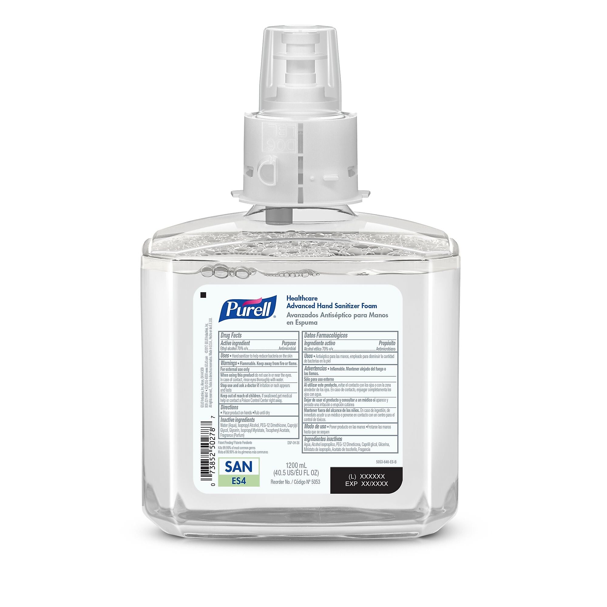 PURELL Advanced Hand Sanitizer Foam Refill for PURELL ES4 Manual Hand Sanitizer Dispenser, 1200 mL, 2/CT