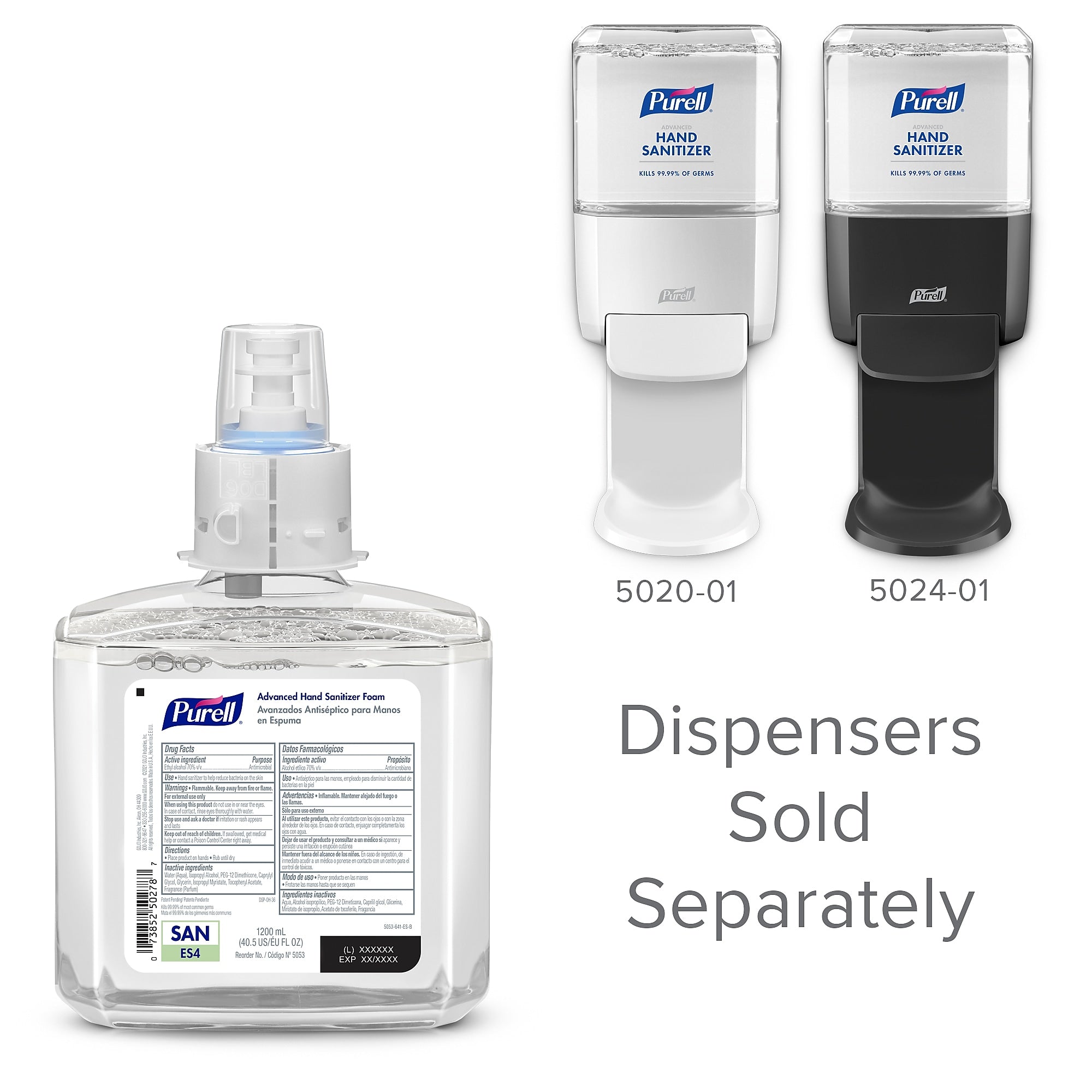 PURELL Advanced Hand Sanitizer Foam Refill for PURELL ES4 Manual Hand Sanitizer Dispenser, 1200 mL, 2/CT