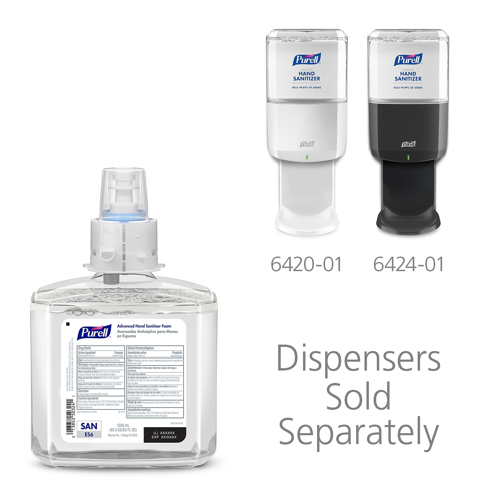 PURELL Advanced Hand Sanitizer Foam Refill for PURELL ES6 Automatic Dispenser, 1200 mL, 2/CT