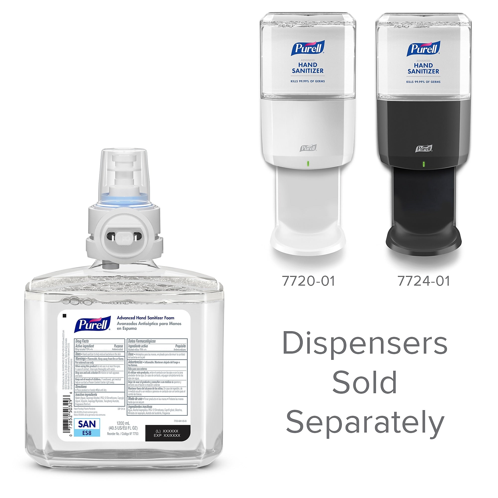 PURELL Advanced Hand Sanitizer Foam Refill for PURELL ES8 Automatic Dispenser, 1200 mL, 2/Carton