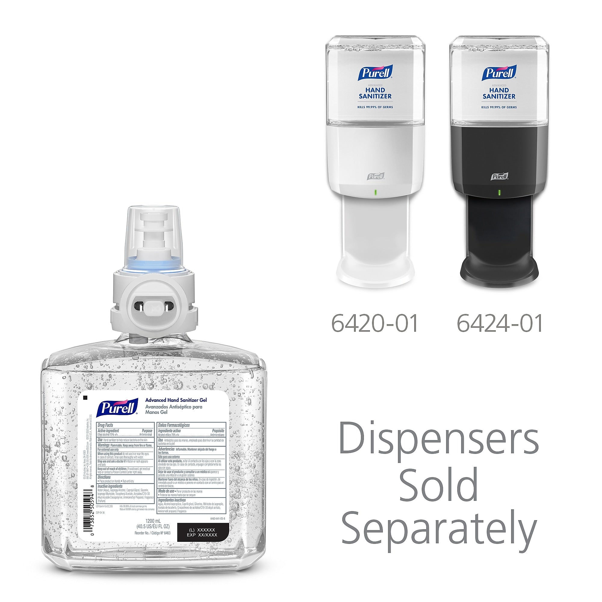 PURELL Advanced Hand Sanitizer Gel Refill for PURELL ES6 Automatic Dispenser, 1200 mL, 2/CT