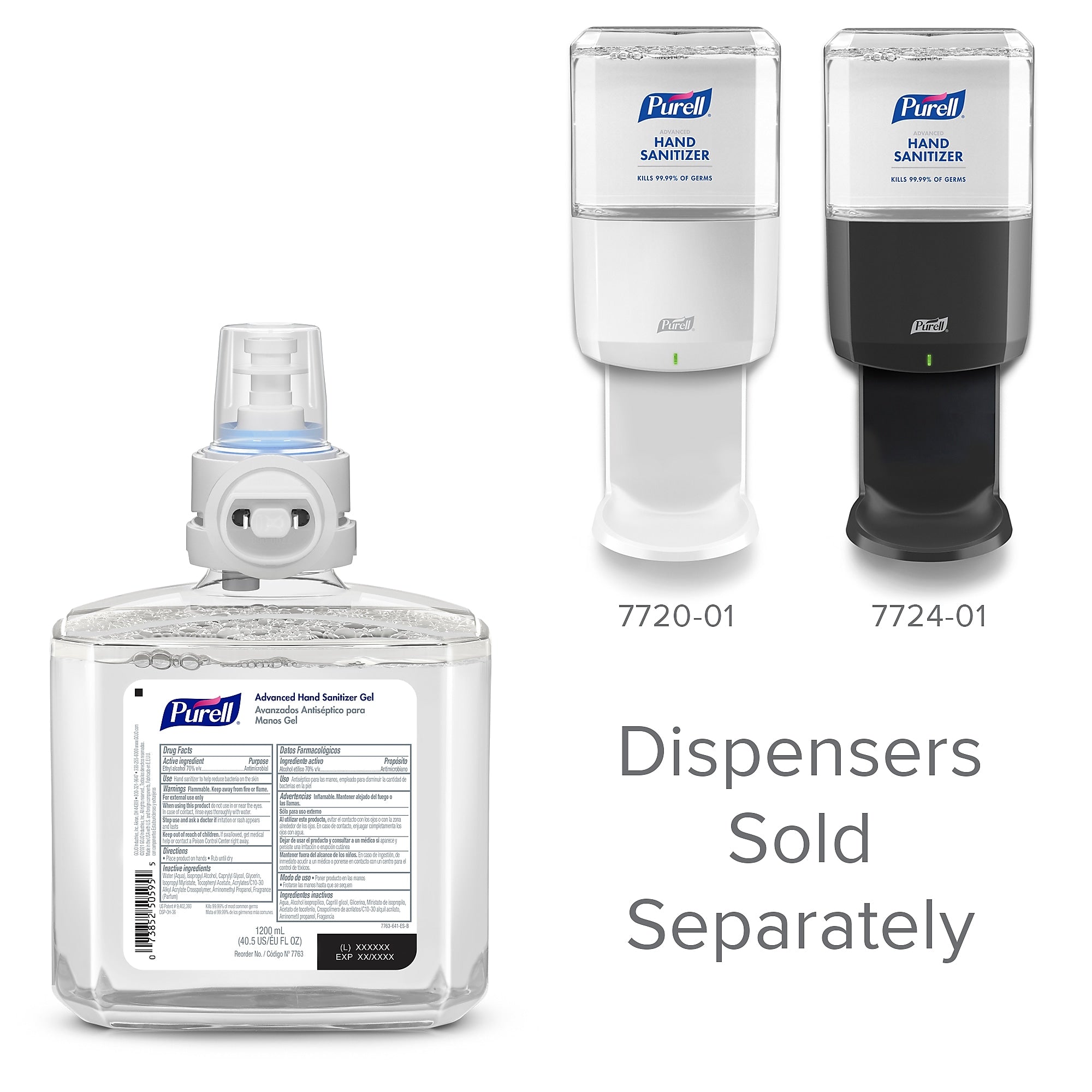 PURELL Advanced Hand Sanitizer Gel Refill for PURELL ES8 Automatic Dispenser, 1200 mL, 2/Carton