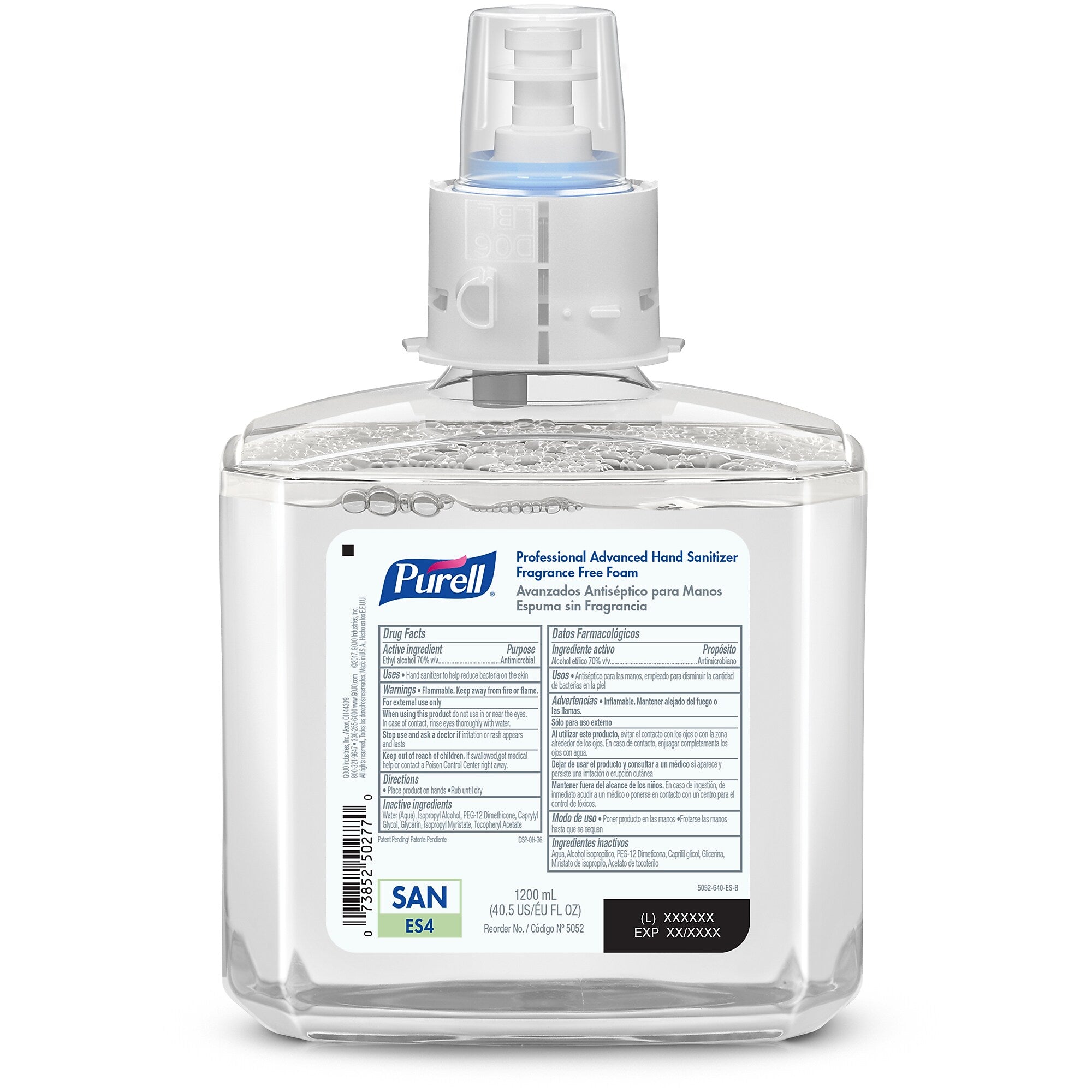 PURELL Advanced Hand Sanitizer Gentle & Free Foam Refill for PURELL ES4 Manual Hand Sanitizer Dispenser, 1200 mL, 2/CT