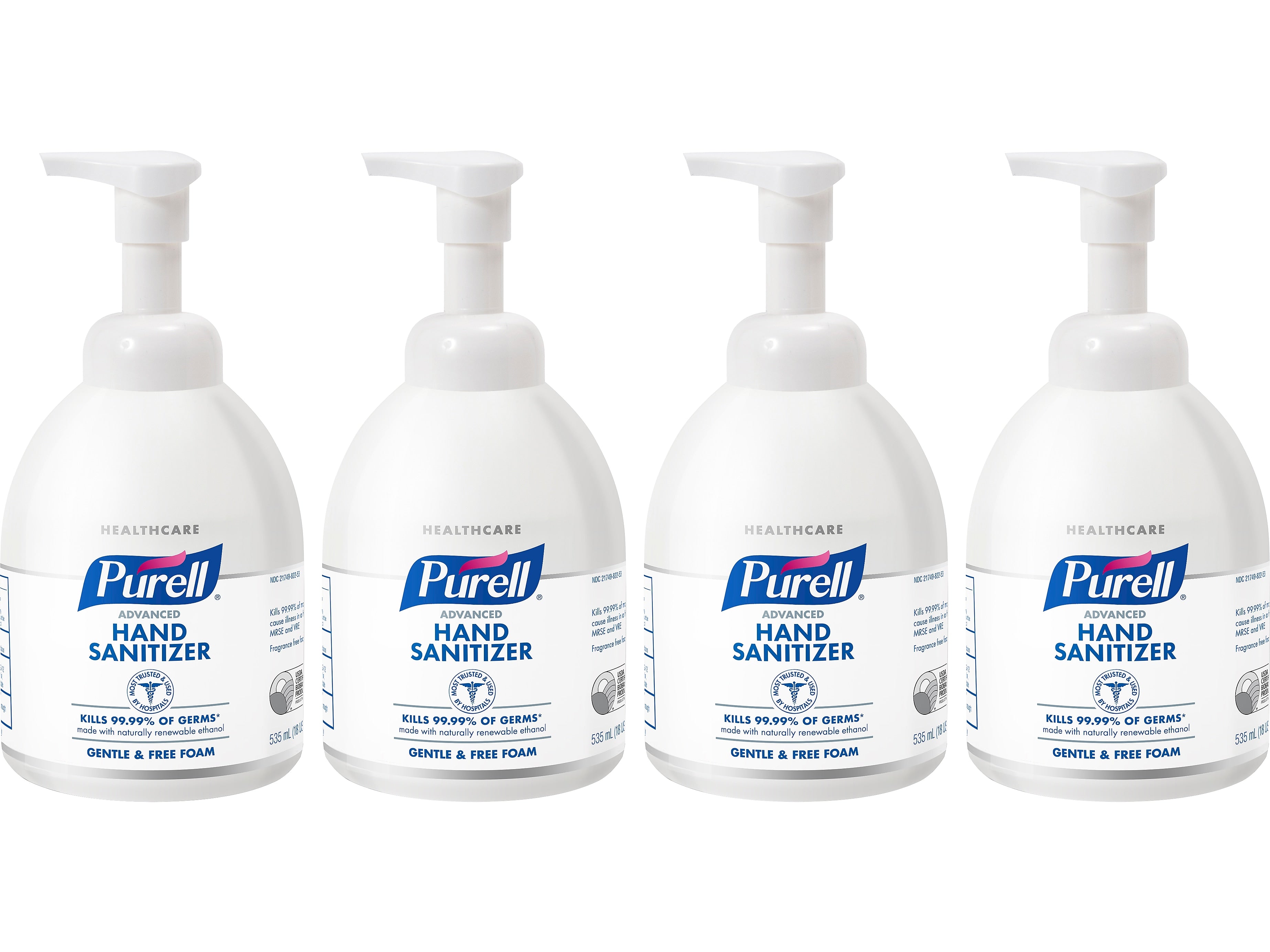 PURELL Advanced Hand Sanitizer Green Certified Foam, 535 mL Pump Bottle, 4/Pack