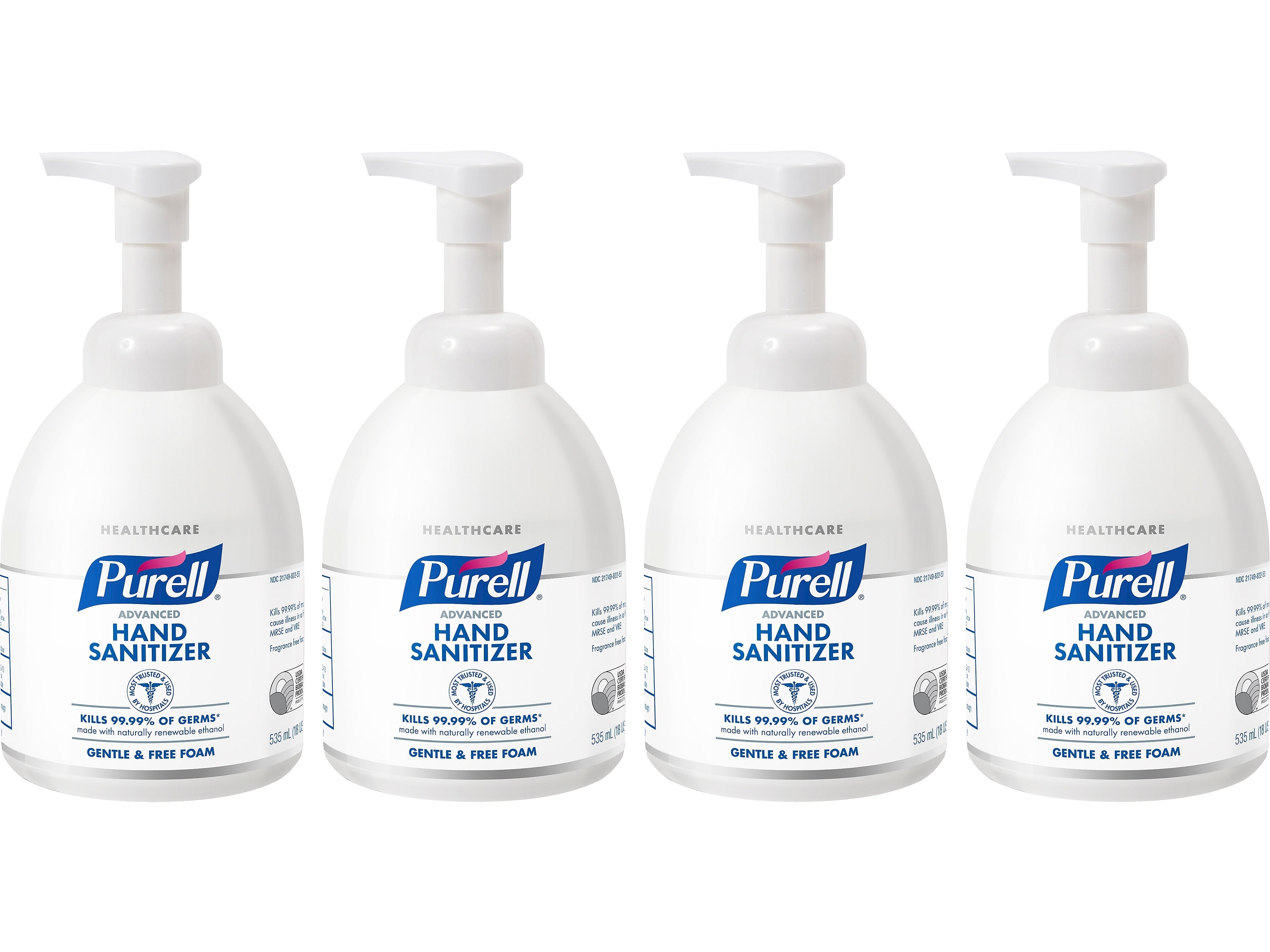PURELL Advanced Hand Sanitizer Green Certified Foam, 535 mL Pump Bottle, 4/Pack