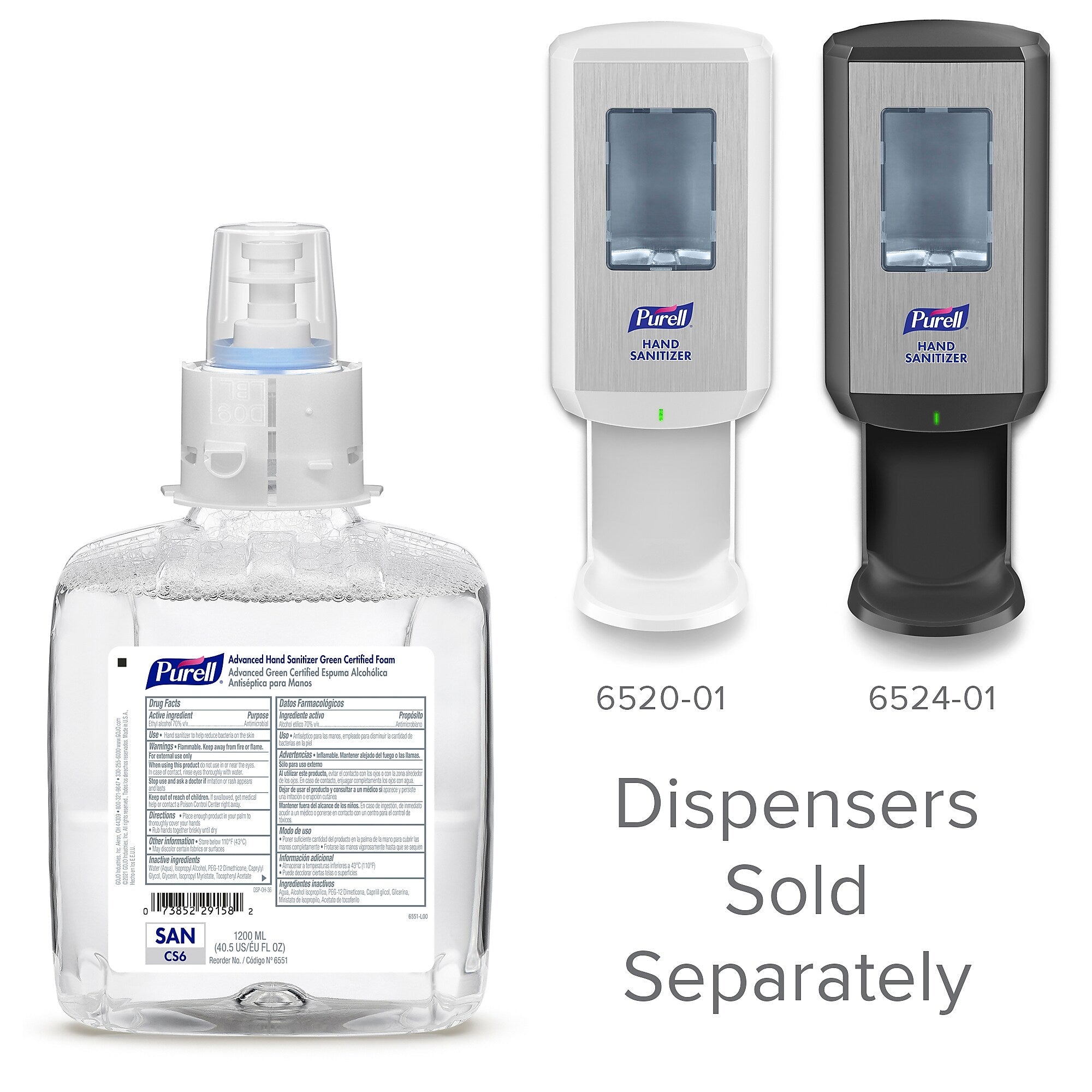 PURELL Advanced Hand Sanitizer Green Certified Foam Refill for PURELL CS6 Touch-Free Dispensers, 1200 mL, 2/CT