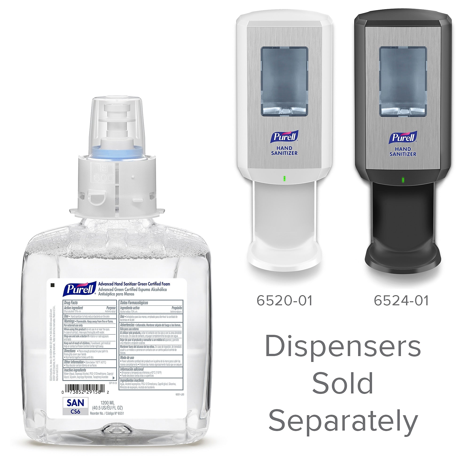 PURELL Advanced Hand Sanitizer Green Certified Foam Refill for PURELL CS6 Touch-Free Dispensers, 1200 mL, 2/CT