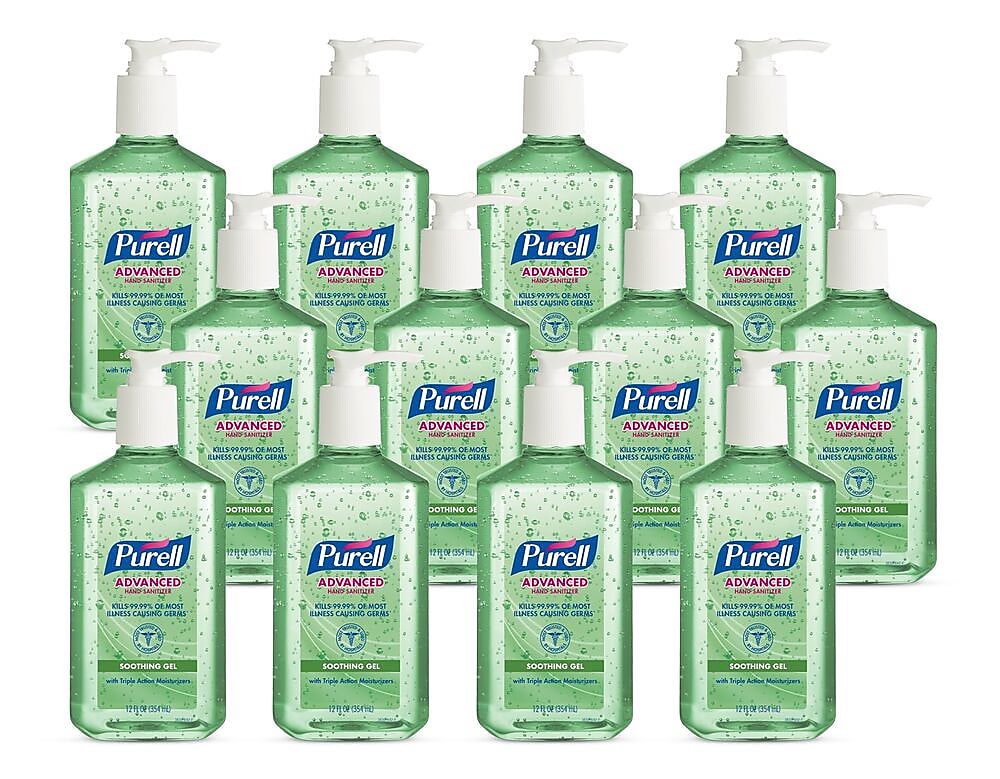 PURELL Advanced Hand Sanitizer Soothing Gel, Fresh Scent, 12 oz., 12/Carton