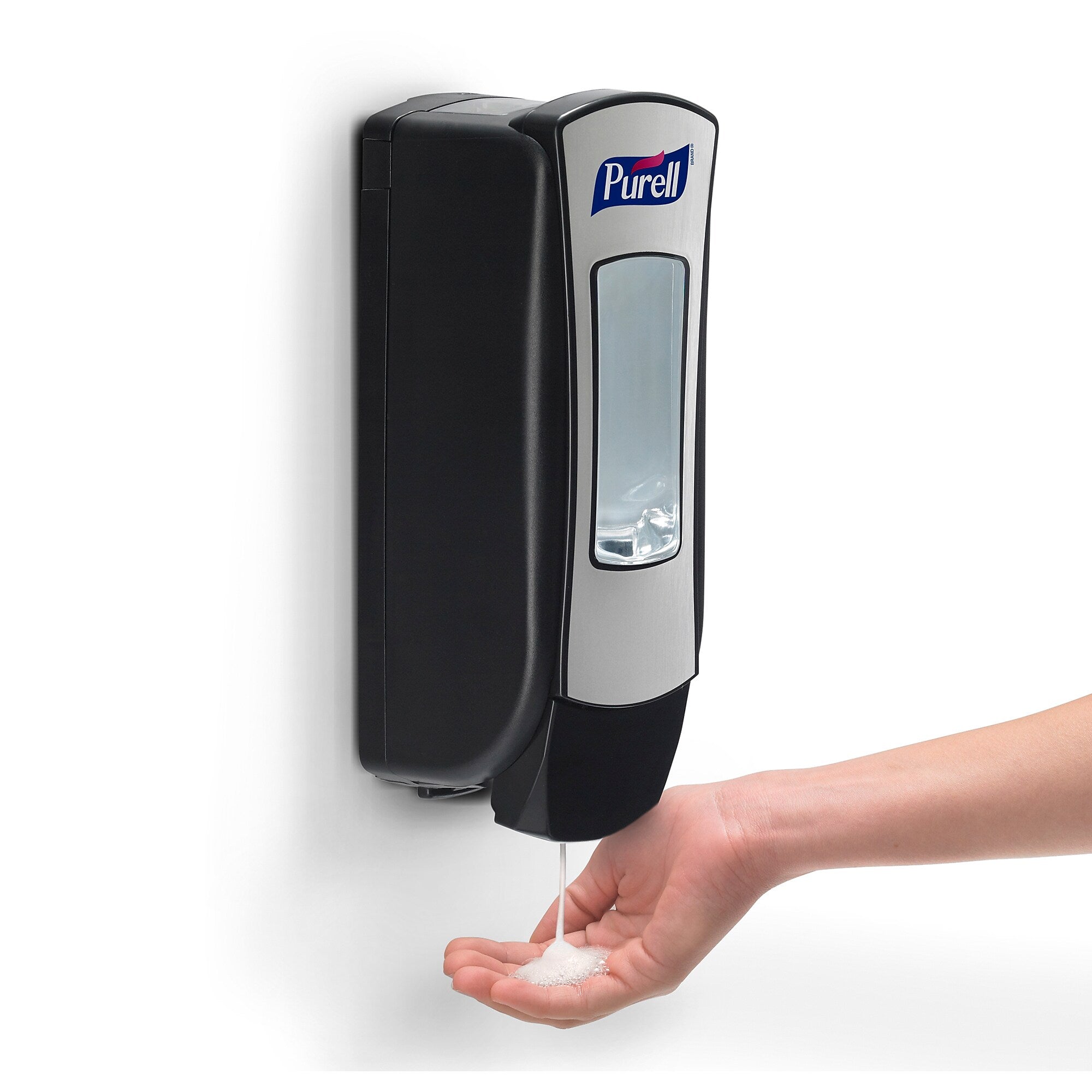 PURELL ADX12 Wall Mounted Hand Sanitizer Dispenser, Black/Brushed Chrome