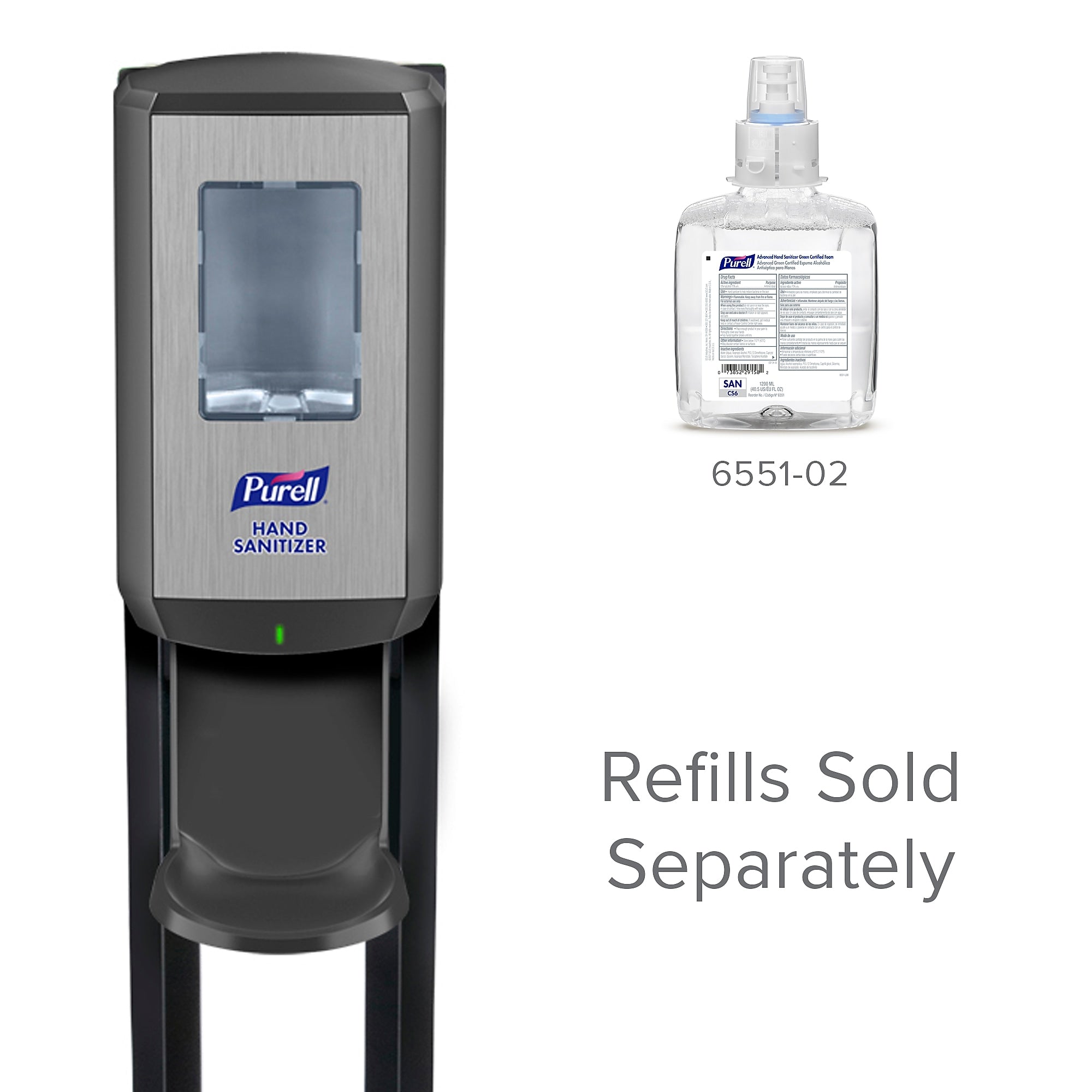 PURELL CS 6 Automatic Floor Stand Hand Sanitizer Dispenser, Black/Chrome