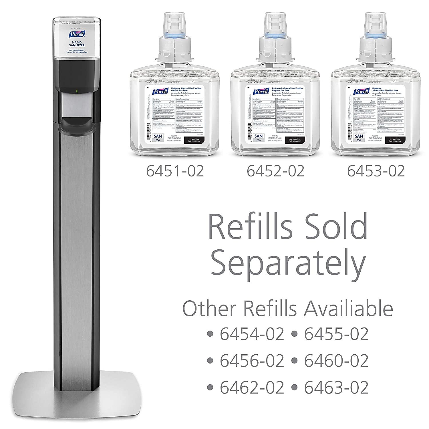 PURELL ES 6 Automatic Floor Stand Hand Sanitizer Dispenser, Silver/Graphite