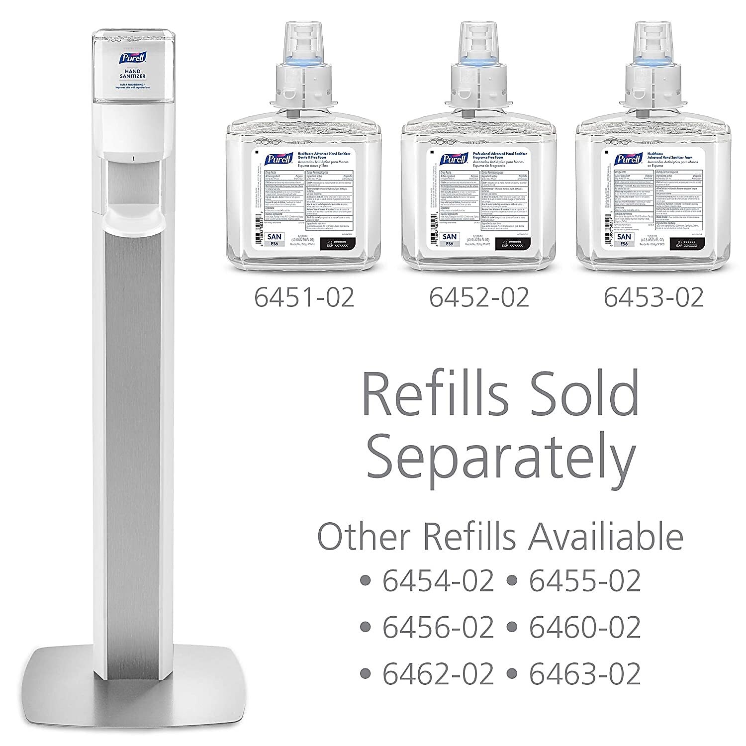 PURELL ES 6 Automatic Floor Stand Hand Sanitizer Dispenser, Silver/White