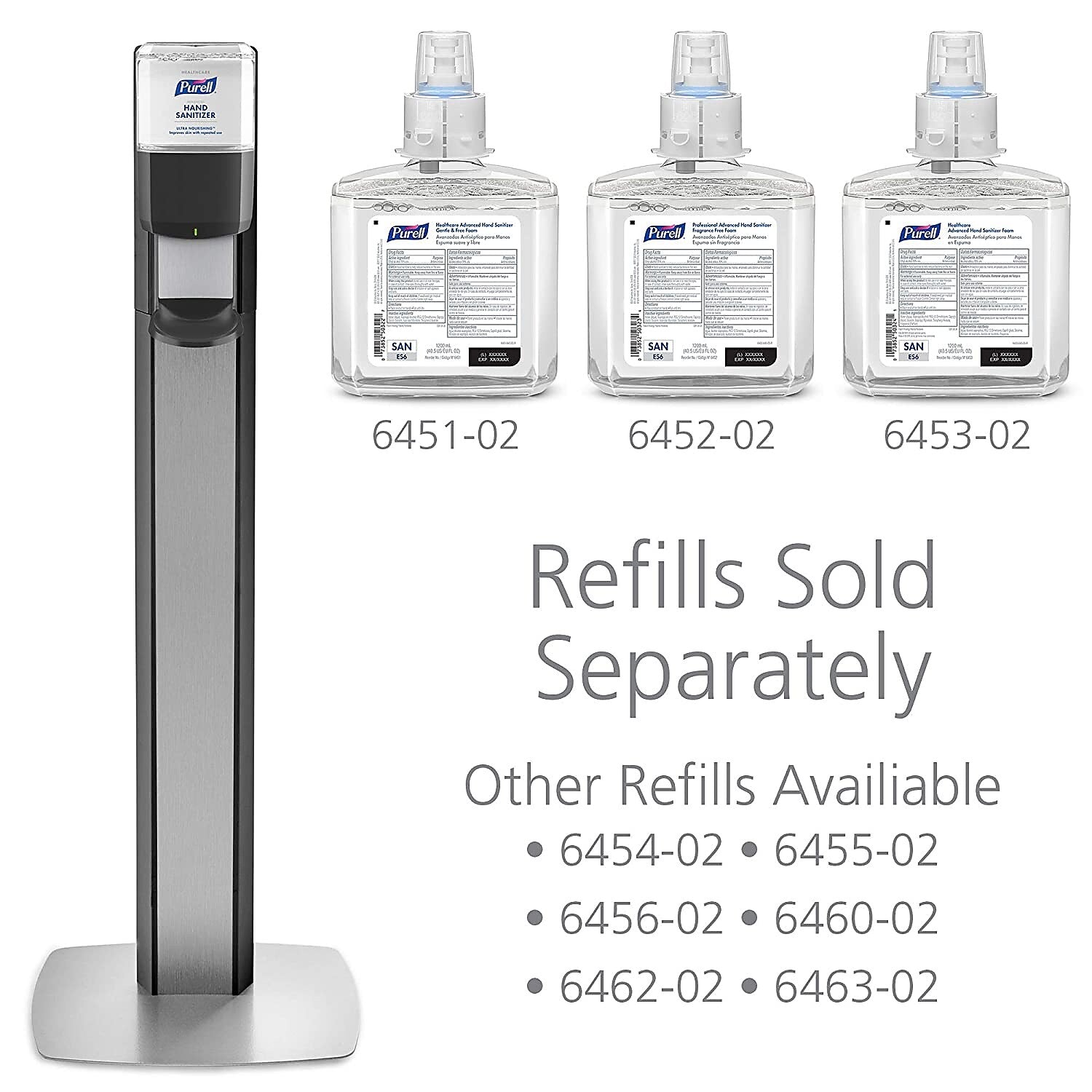 PURELL ES6 Automatic Floor Stand Hand Sanitizer Dispenser, Silver/Graphite